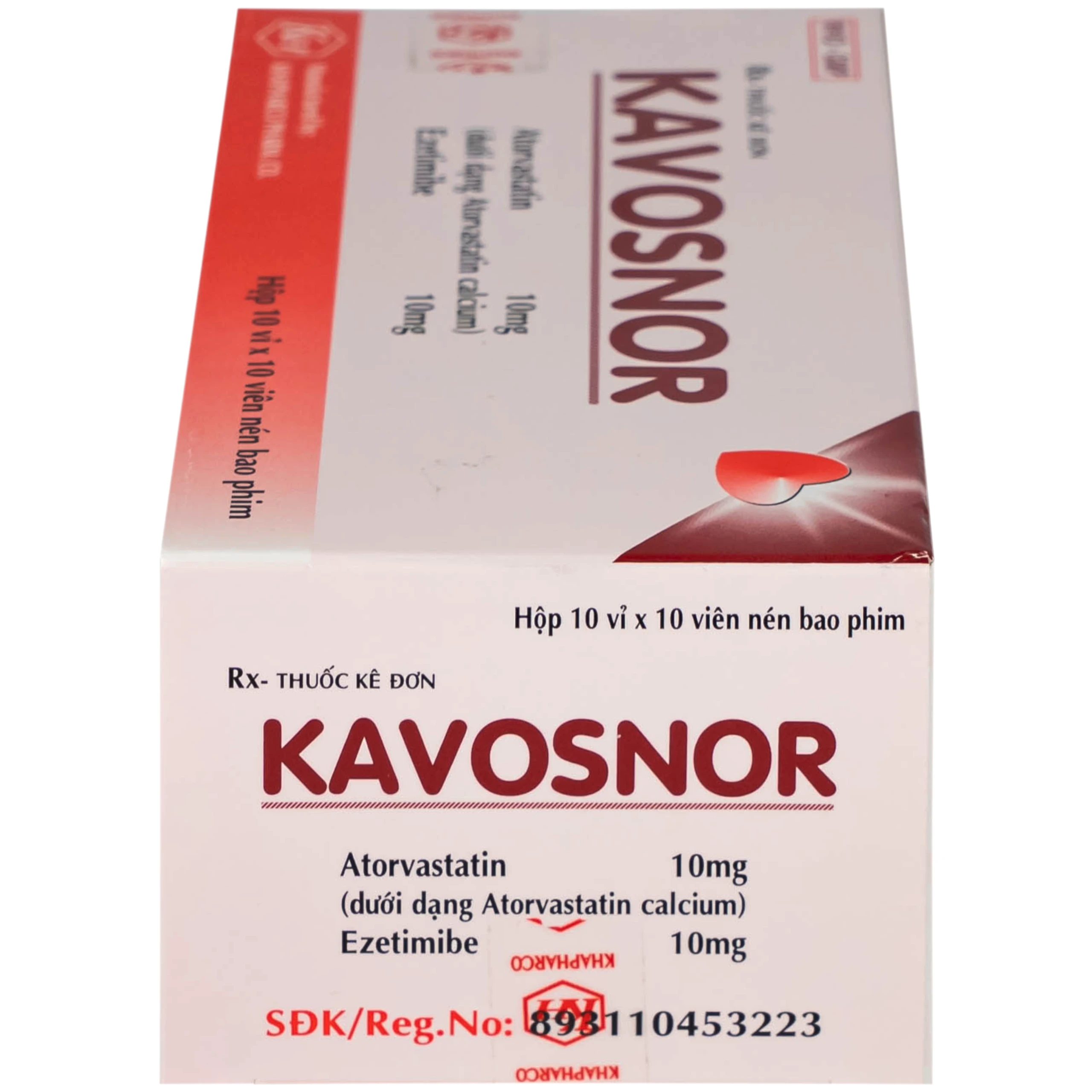 Thuốc Kavosnor điều trị tăng cholesterol toàn phần (10 vỉ 10 viên)