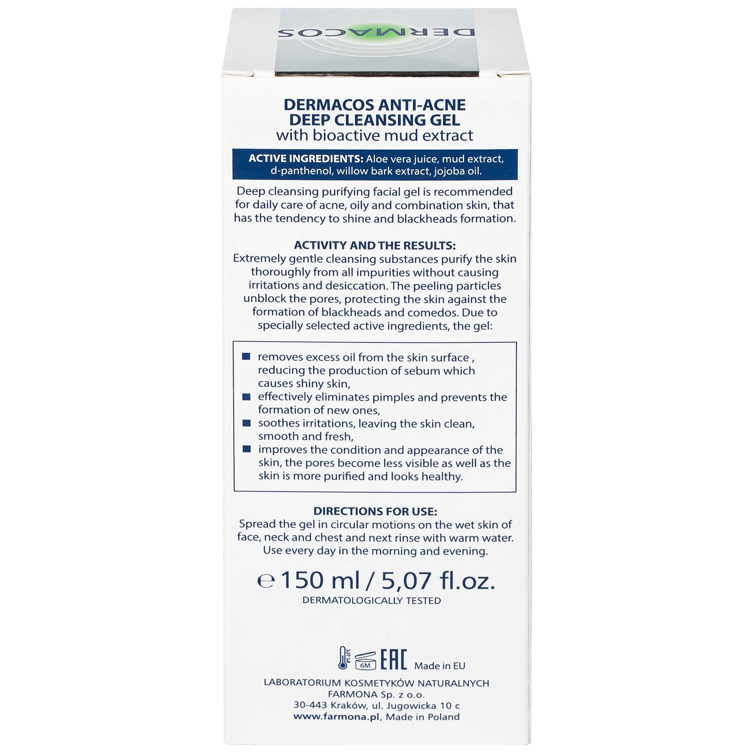 Gel rửa mặt ngừa mụn Dermacos Anti Acne Deep Cleansing150ml