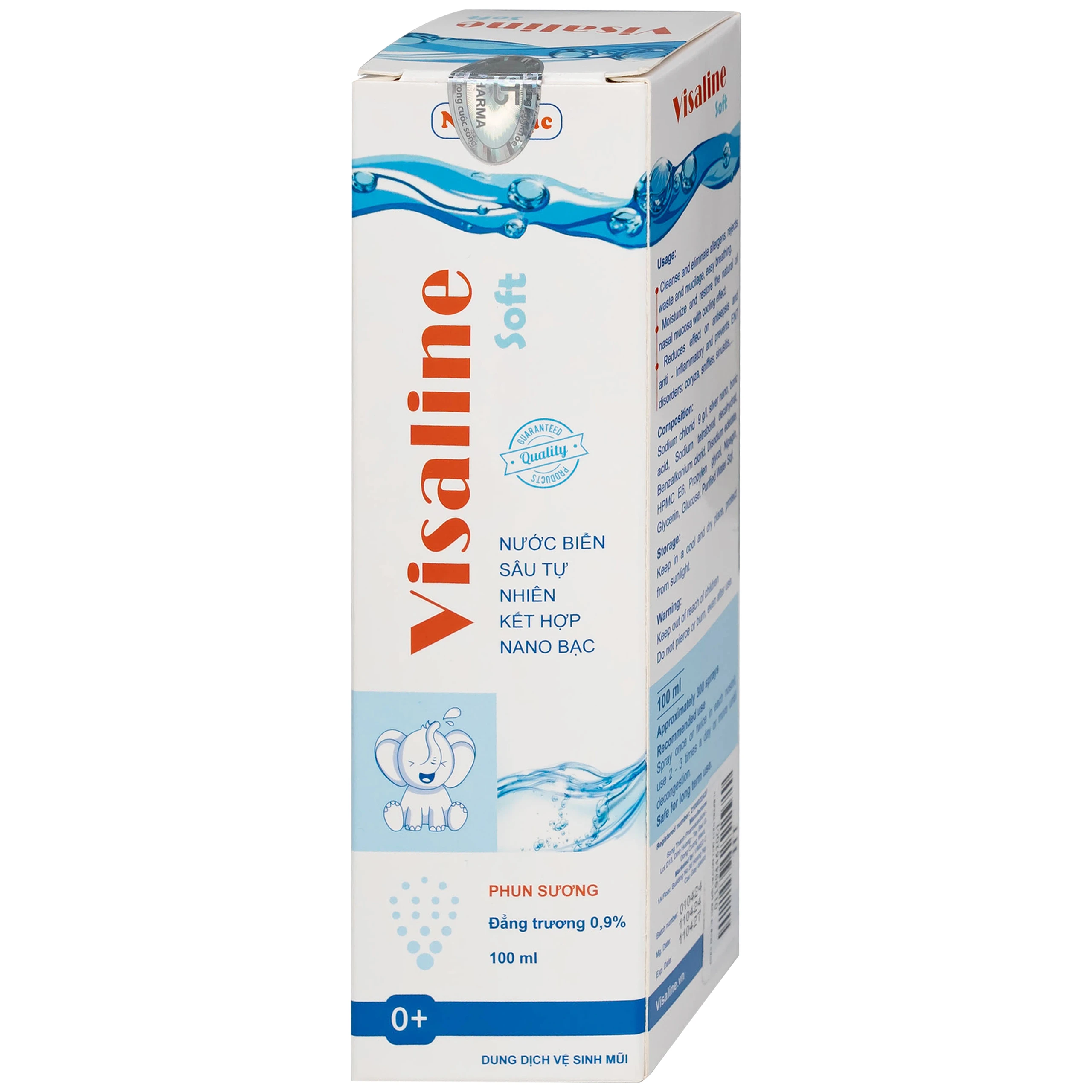 Xịt mũi nano bạc Visaline Soft Song Thành 100ml giúp làm sạch, làm ẩm và phục hồi niêm mạc mũi