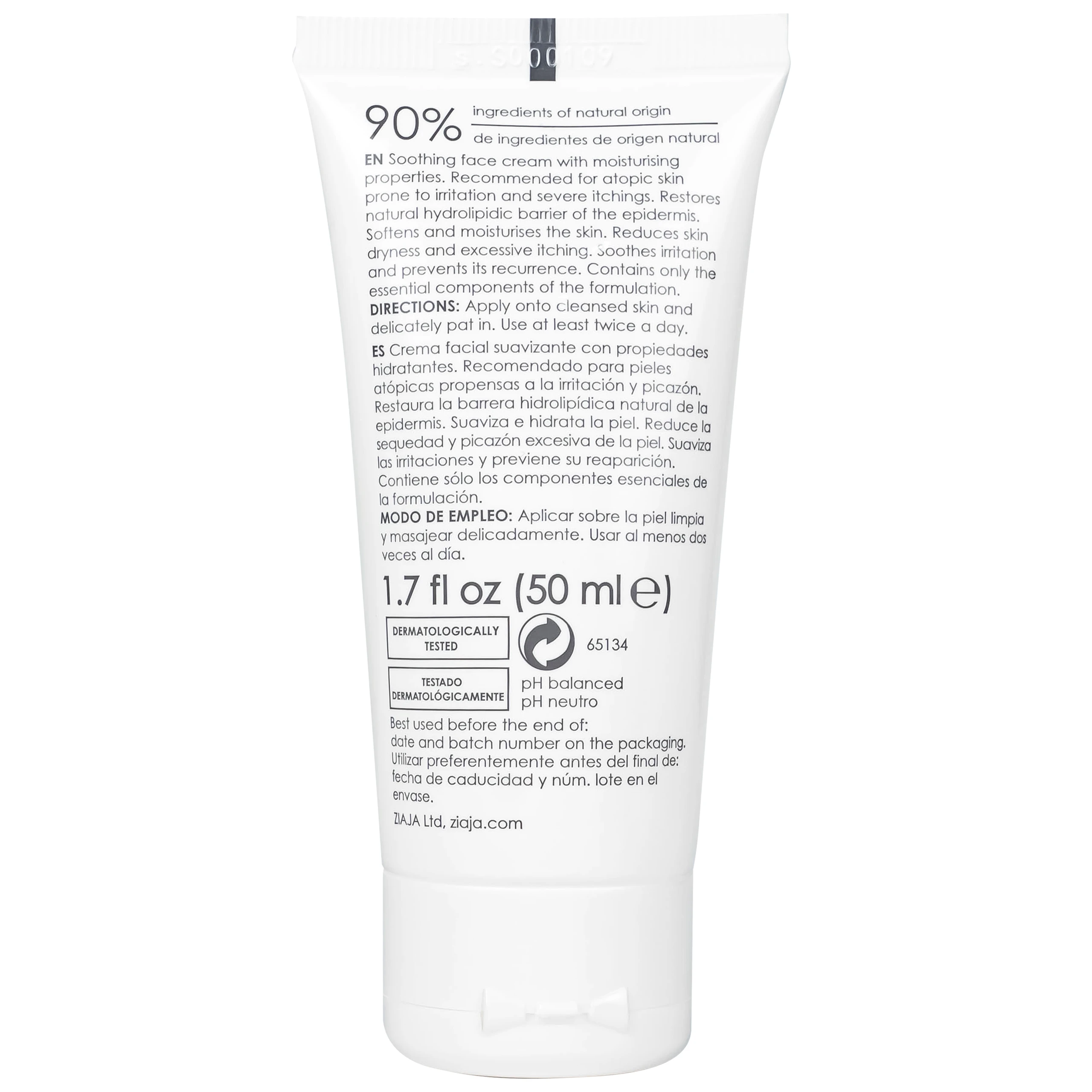 Kem dưỡng ẩm Ziaja Med Atopic Skin Dermatological Formula Face Cream Soothing Moisturising 5% Urê làm dịu da khô, kích ứng (50ml)