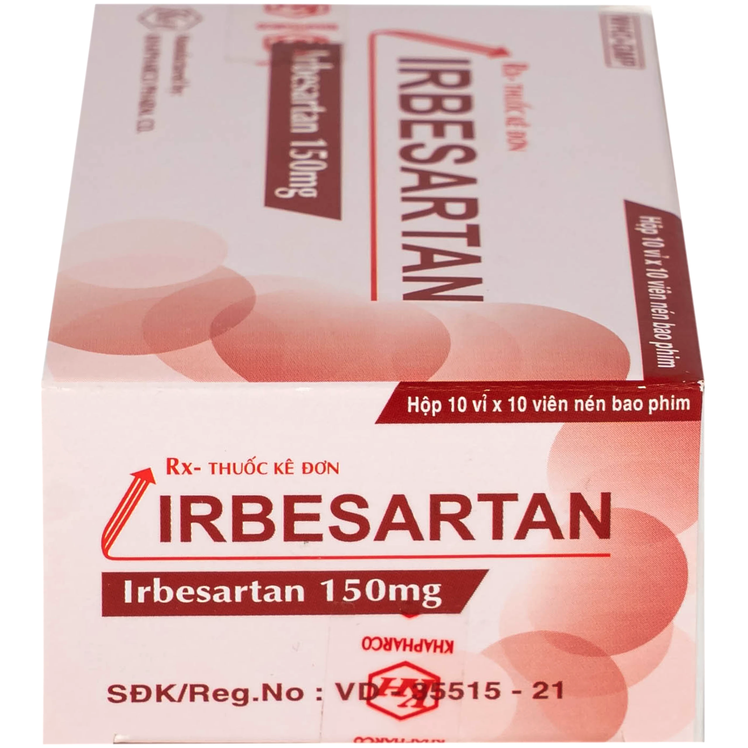 Thuốc Irbesartan 150mg điều trị tăng huyết áp, bệnh thận do tiểu đường (10 vỉ 10 viên)
