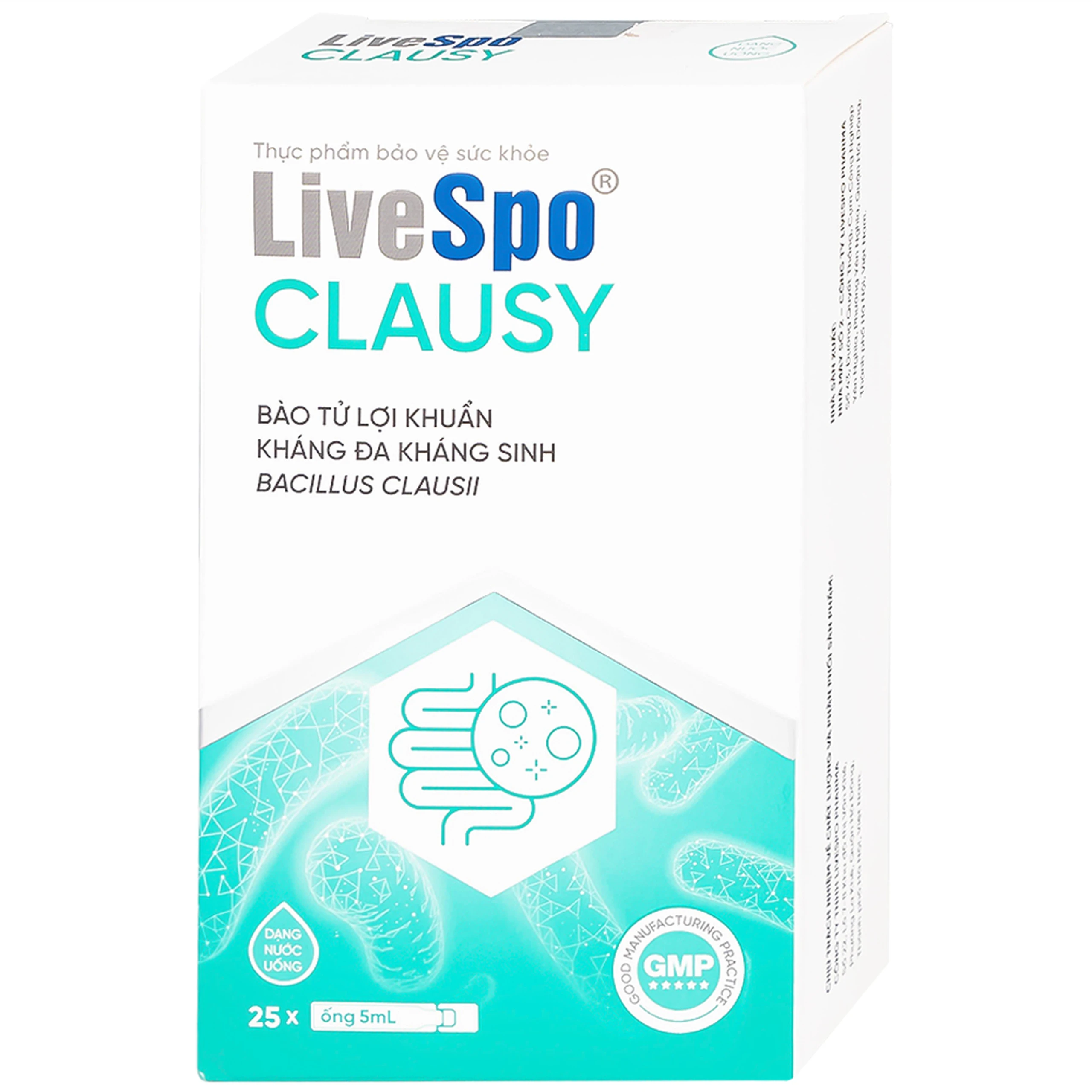 Bào tử lợi khuẩn giúp giảm rối loạn tiêu hóa, cân bằng hệ vi sinh đường ruột LiveSpo Clausy (25 ống x 5ml)
