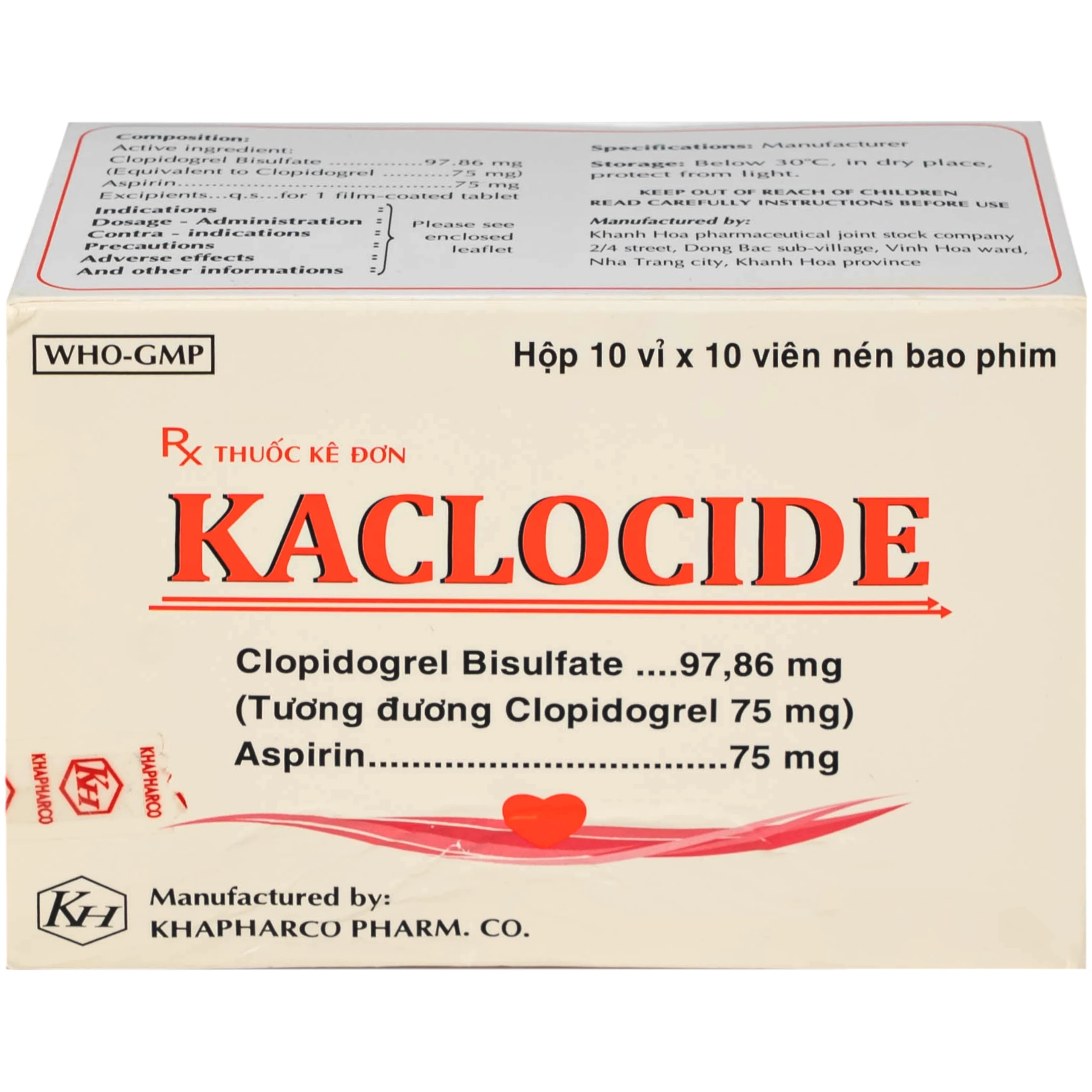 Thuốc Kaclocide Khapharco ngừa hình thành cục máu đông (10 vỉ 10 viên)