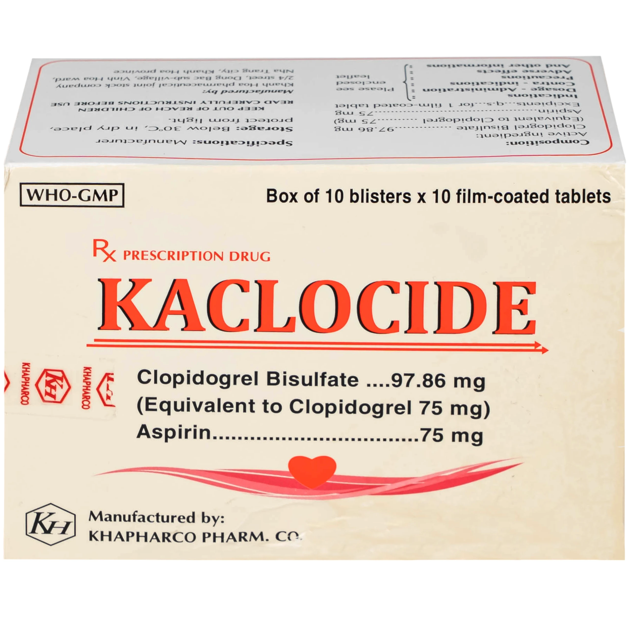 Thuốc Kaclocide Khapharco ngừa hình thành cục máu đông (10 vỉ 10 viên)
