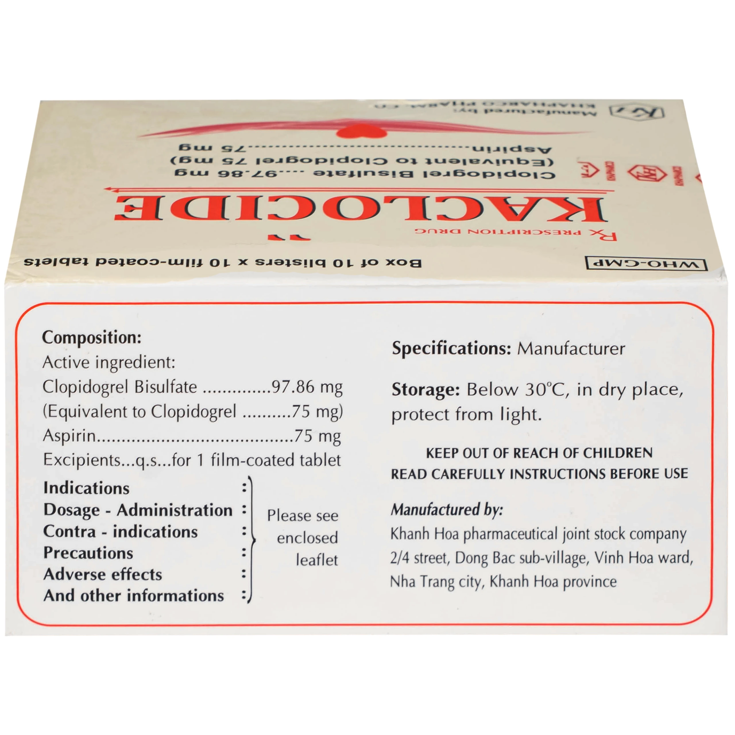 Thuốc Kaclocide Khapharco ngừa hình thành cục máu đông (10 vỉ 10 viên)