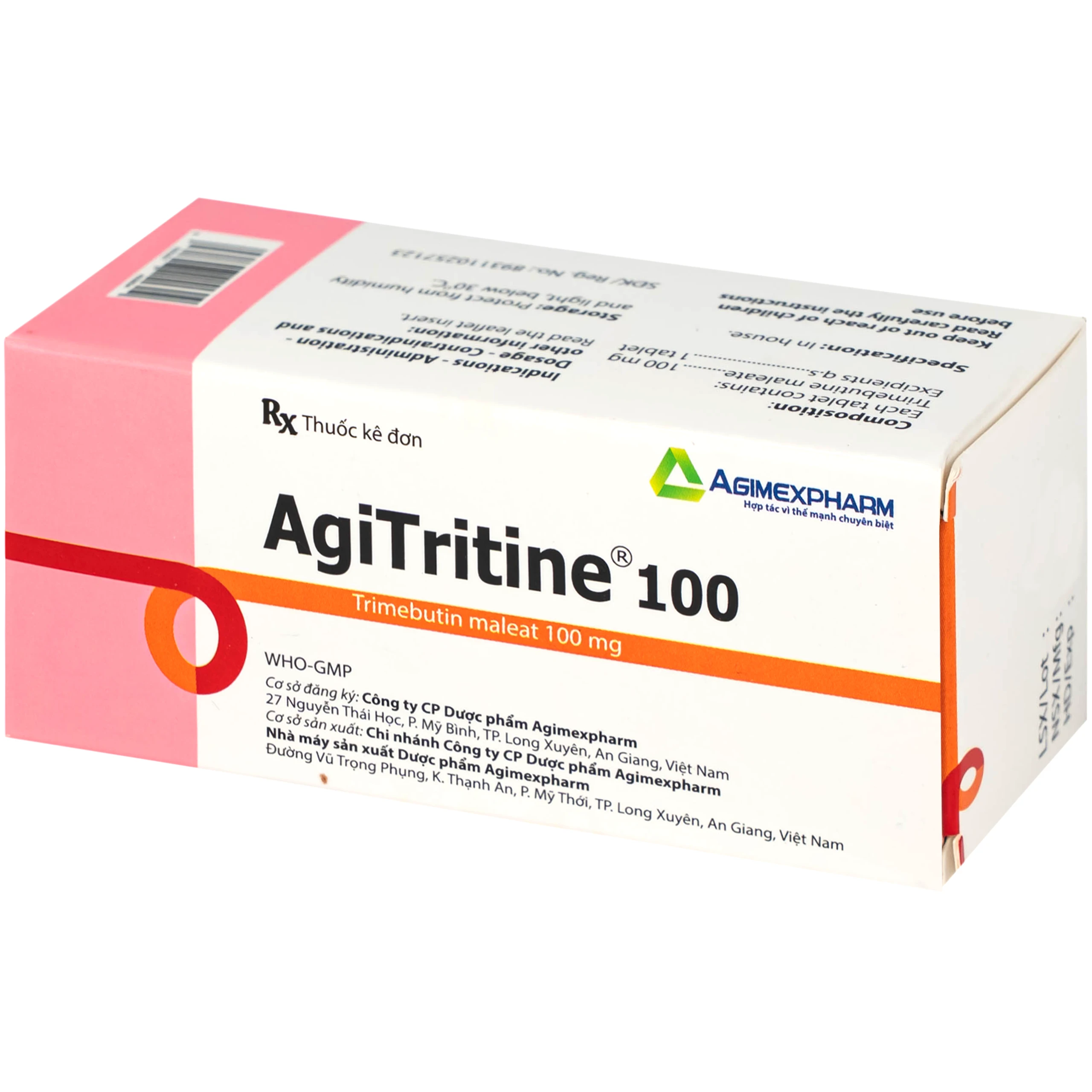 Thuốc Agitritine 100mg Agimexpharm điều trị triệu chứng rối loạn ống tiêu hóa, đường mật, ruột kích thích (6 vỉ x 10 viên)