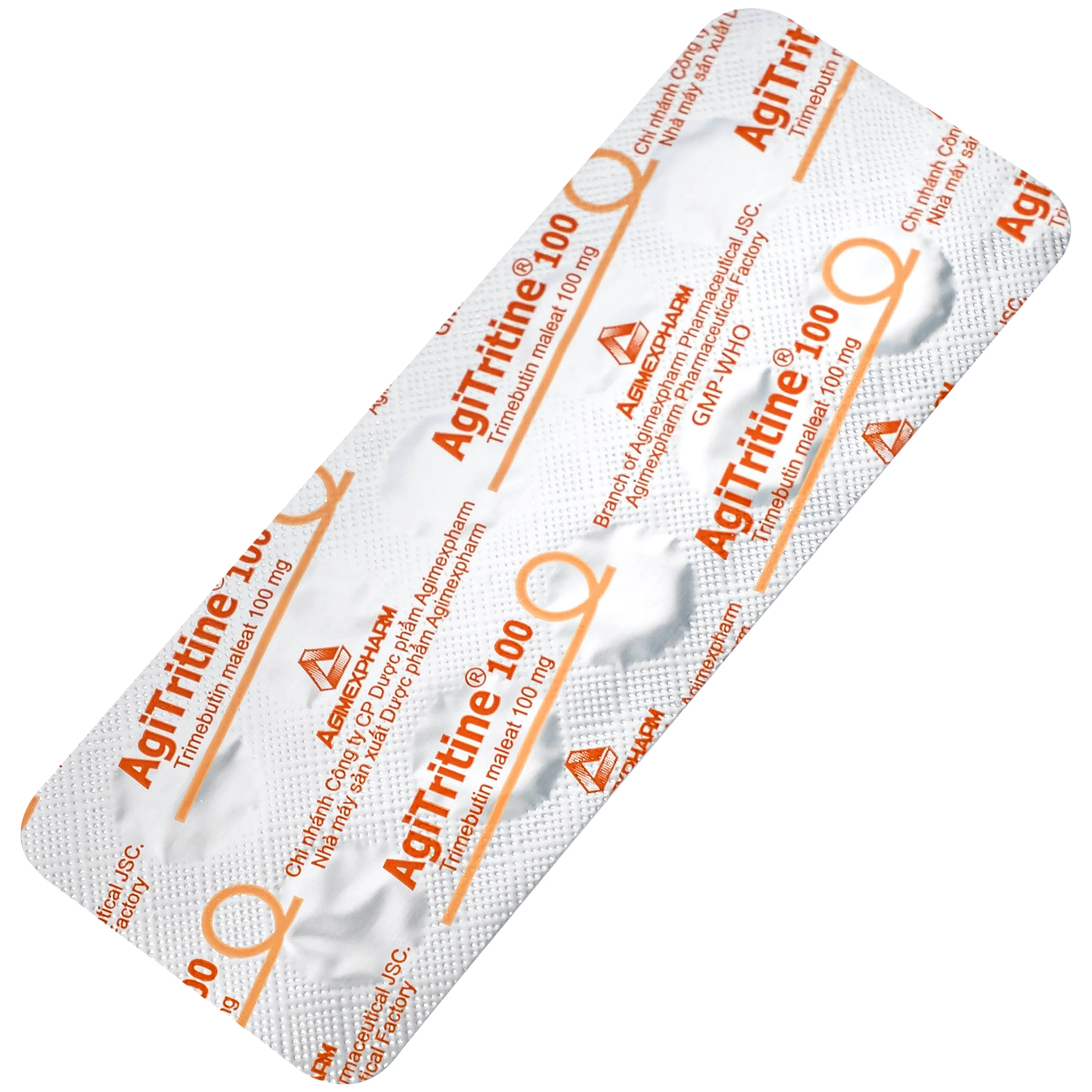 Thuốc Agitritine 100mg Agimexpharm điều trị triệu chứng rối loạn ống tiêu hóa, đường mật, ruột kích thích (6 vỉ x 10 viên)