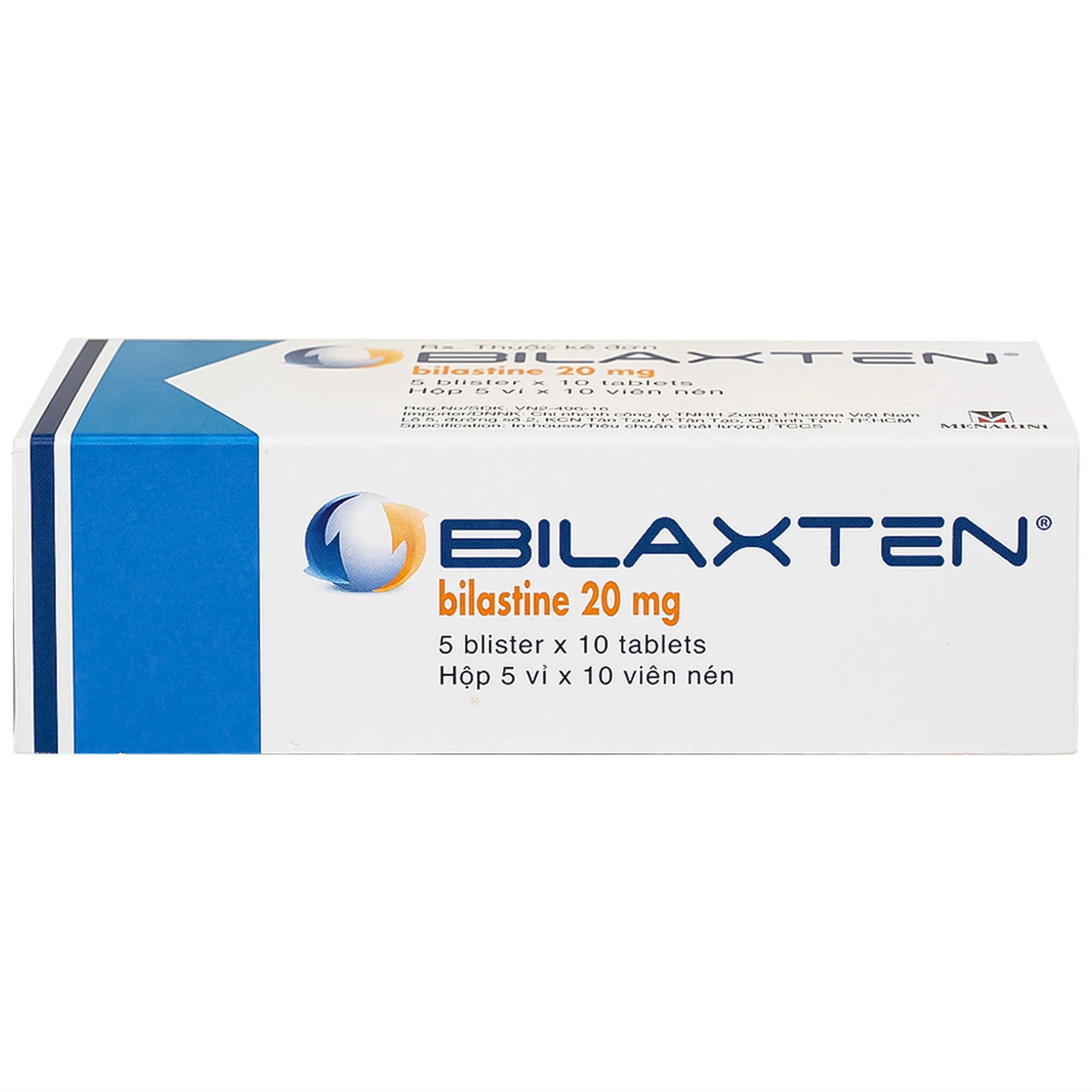 Thuốc Bilaxten 20mg Menarini điều trị viêm mũi dị ứng quanh năm hoặc theo mùa và mày đay (5 vỉ x 10 viên)