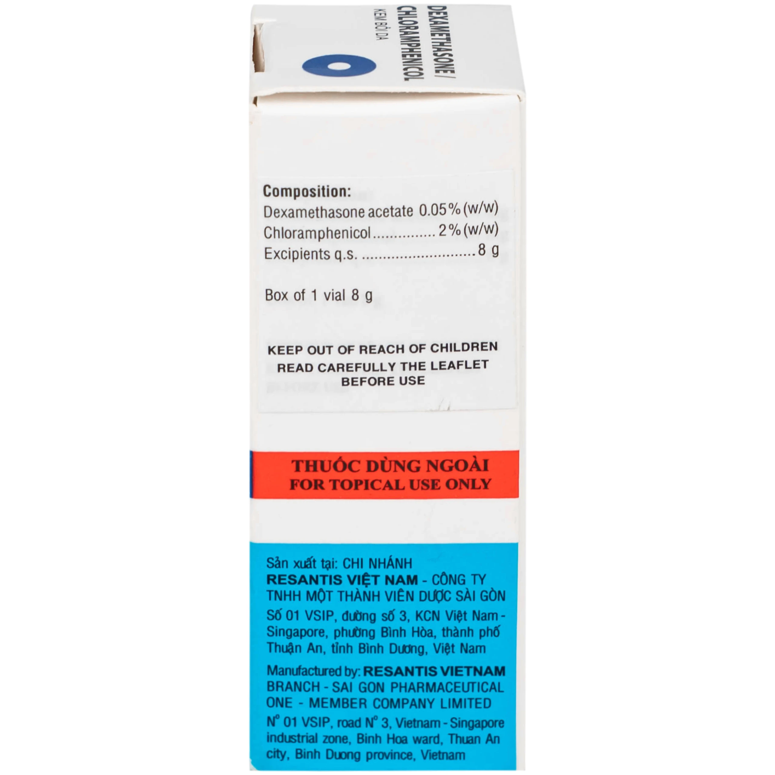Kem bôi da Dexamethasone/Chloramphenicol điều trị chàm, vết côn trùng cắn, viêm da tiếp xúc (8g)