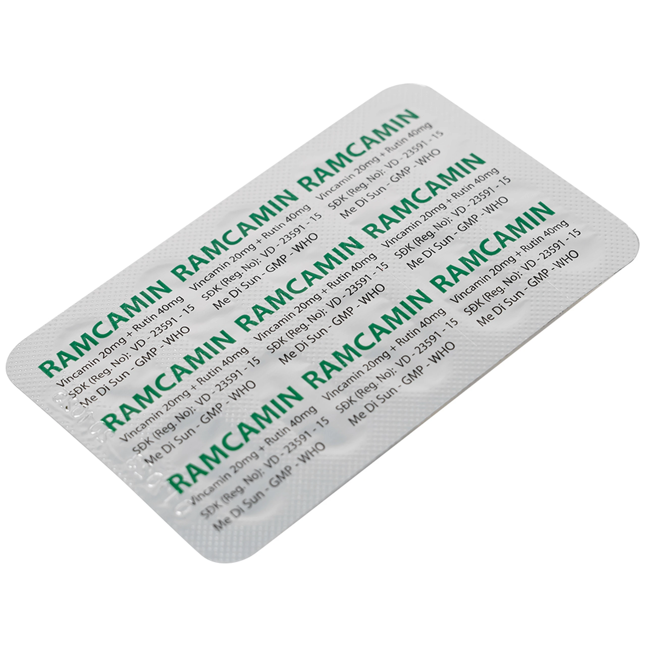 Thuốc Ramcamin Medisun hỗ trợ điều trị tuần hoàn não, suy giảm trí nhớ (6 vỉ x 10 viên)