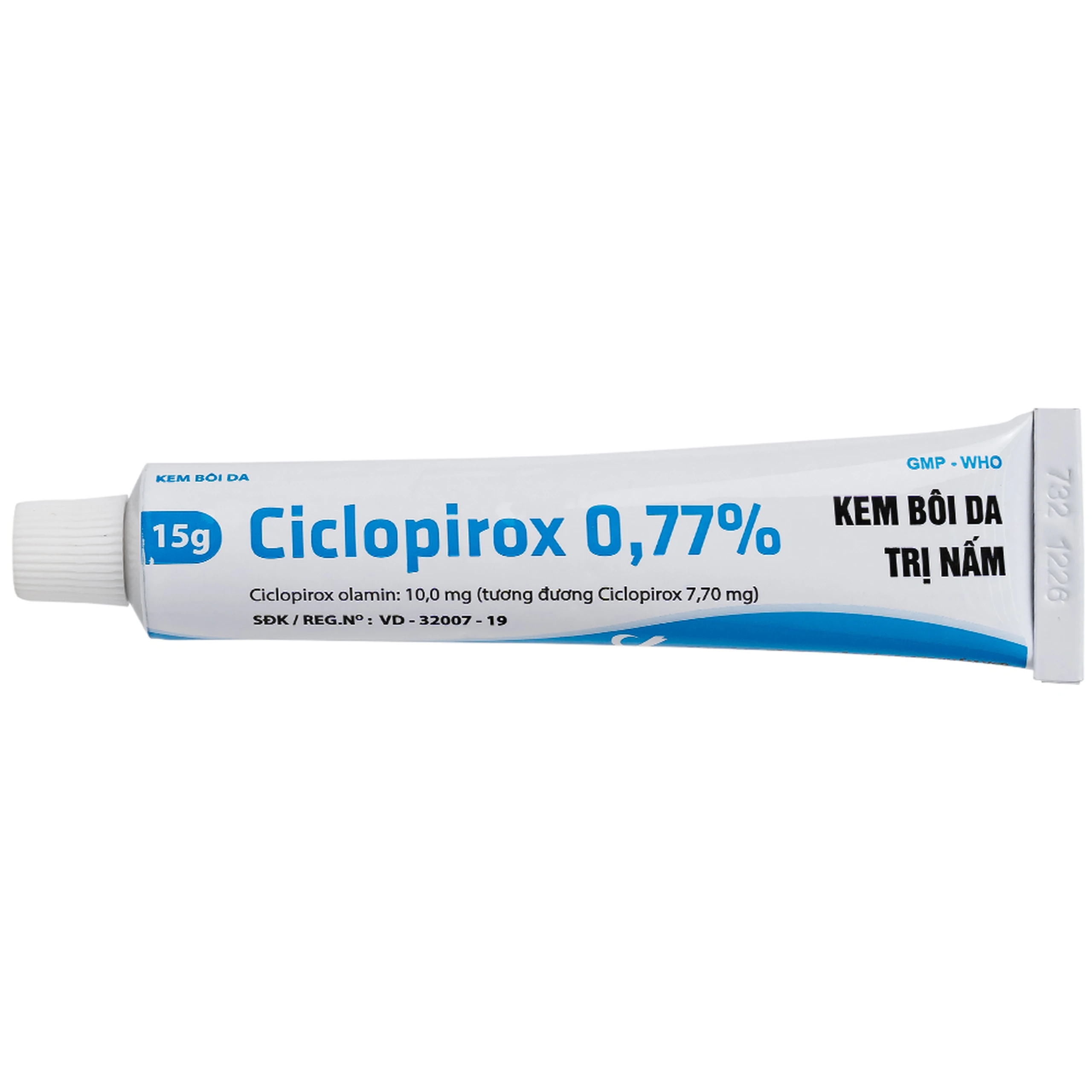 Kem bôi da Ciclopirox 0,77% VCP điều trị nấm da chân, nấm da đùi và nấm da toàn thân (15g)