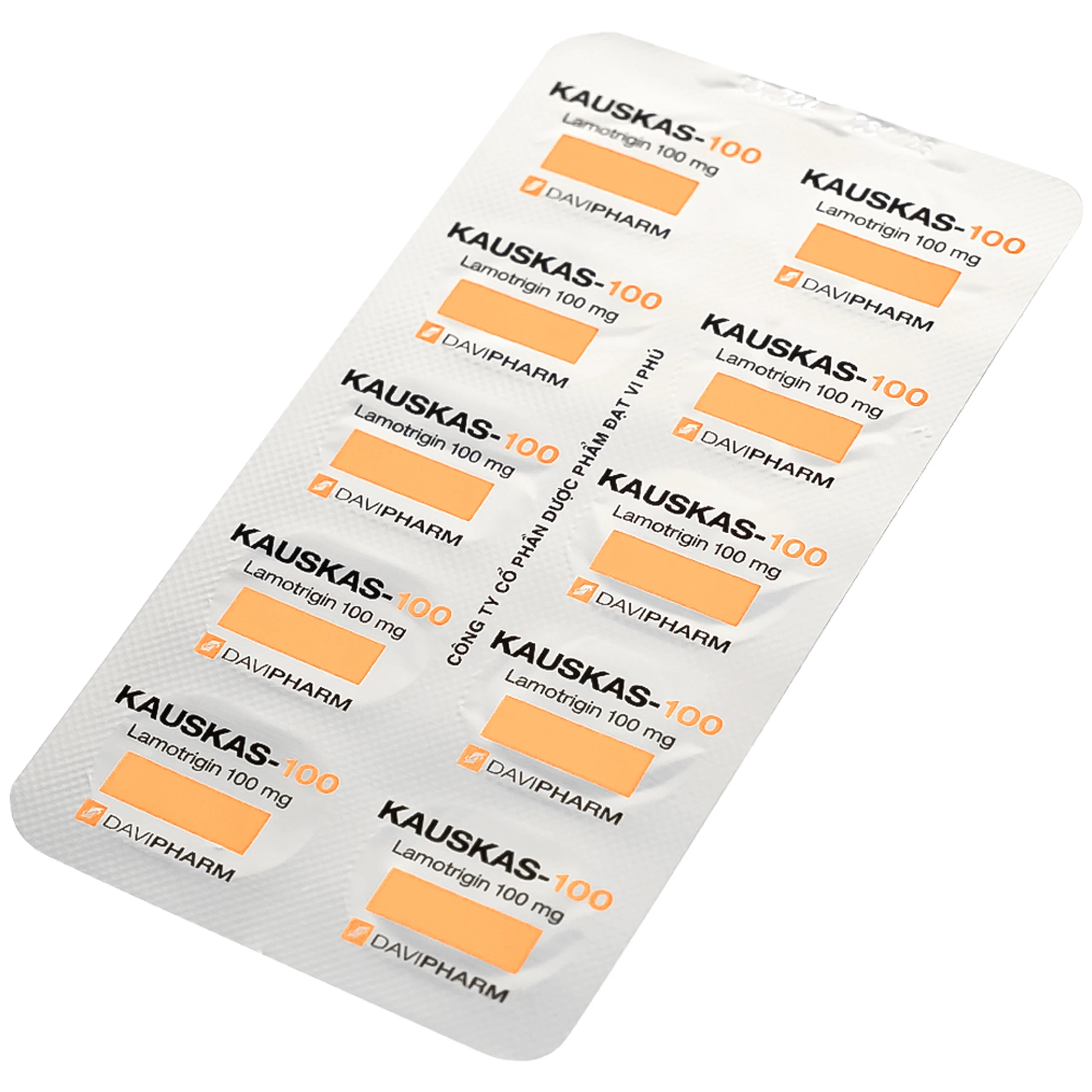 Thuốc Kauskas-100mg Davipharm điều trị động kinh và rối loạn lưỡng cực (3 vỉ x 10 viên)