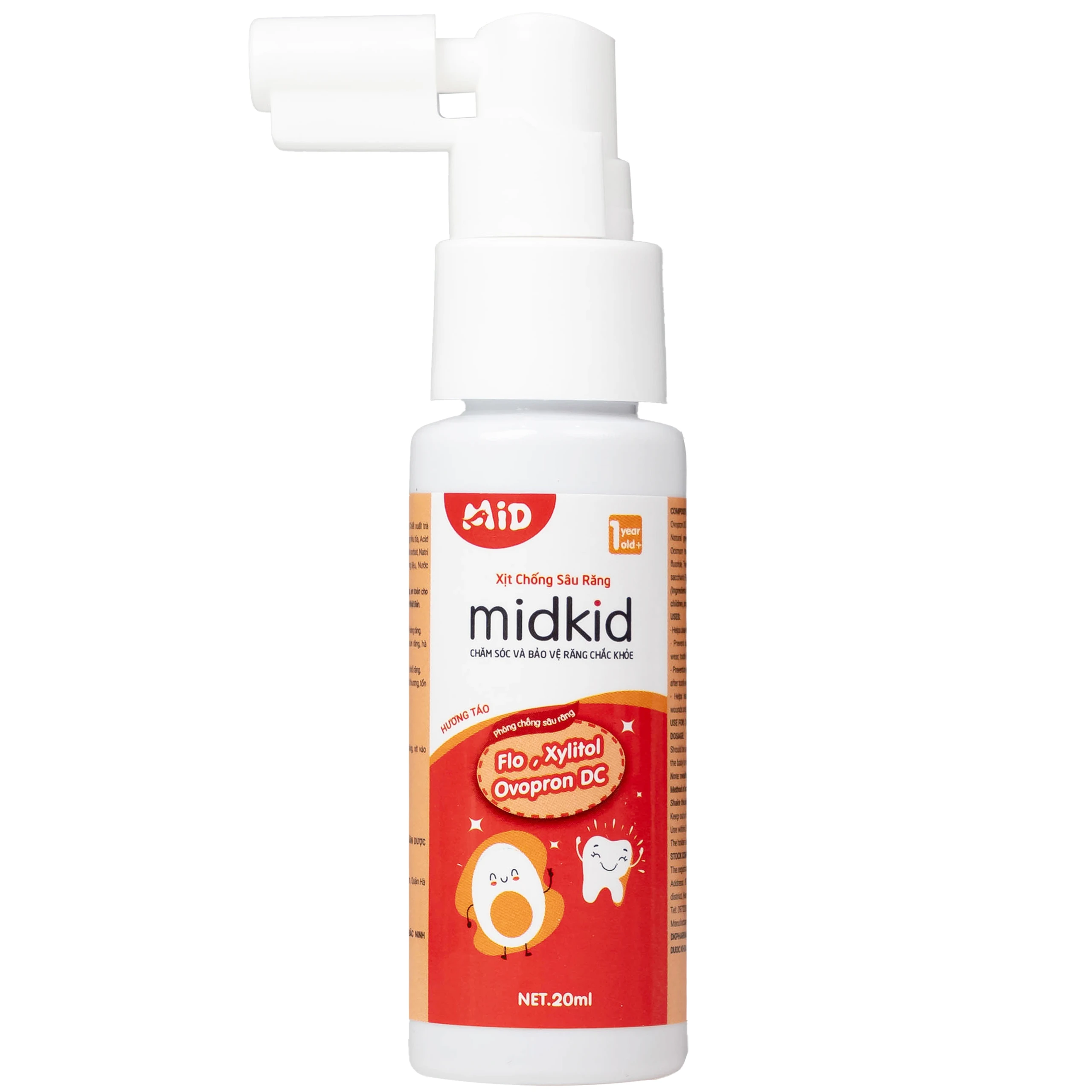 Xịt chống sâu răng Midkid hương táo 20ml giúp làm sạch khoang miệng, bảo vệ men răng