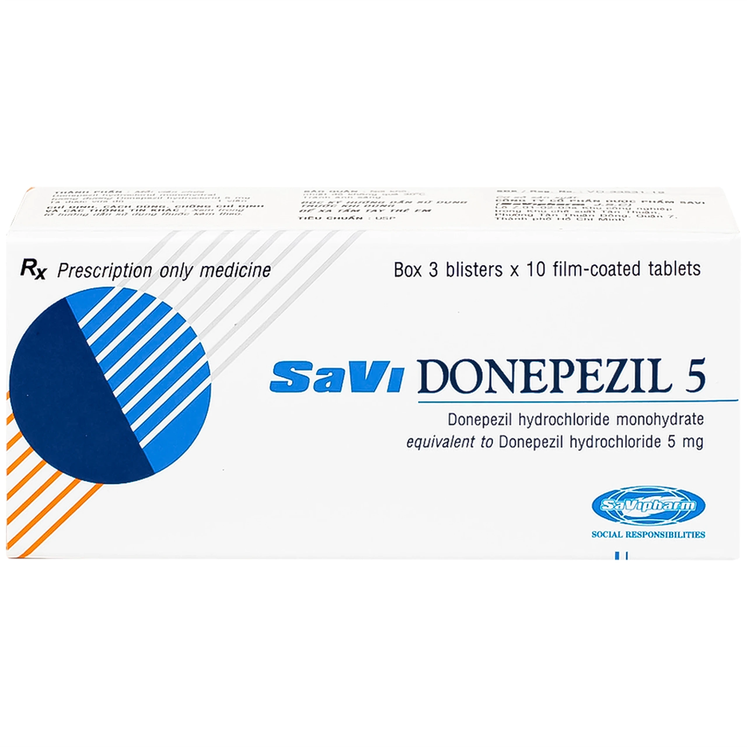 Thuốc Savi Donepezil 5 Savi điều trị triệu chứng suy giảm trí nhớ (3 vỉ x 10 viên) 3