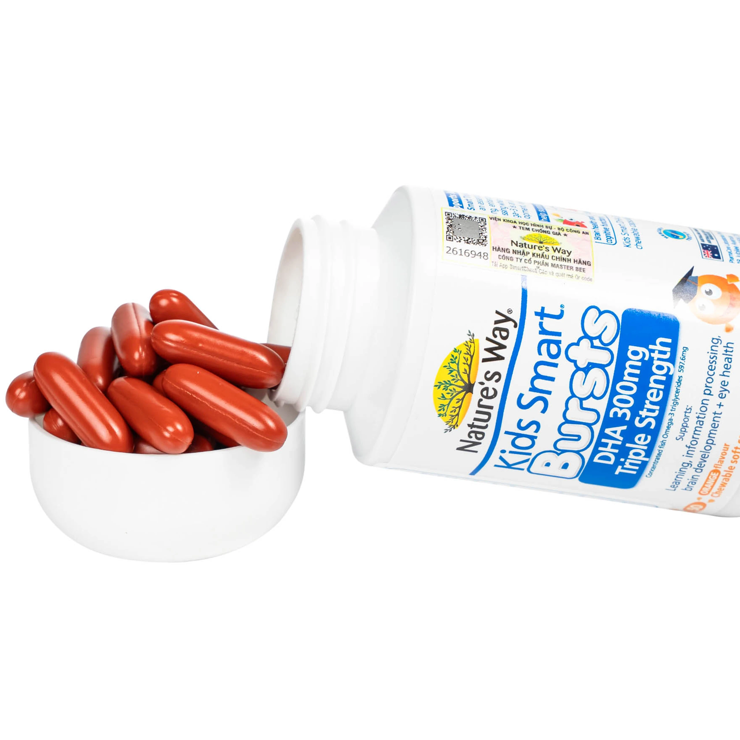 Viên nhai hỗ trợ bổ não Kids Smart Bursts DHA 300mg Nature's Way (50 viên)