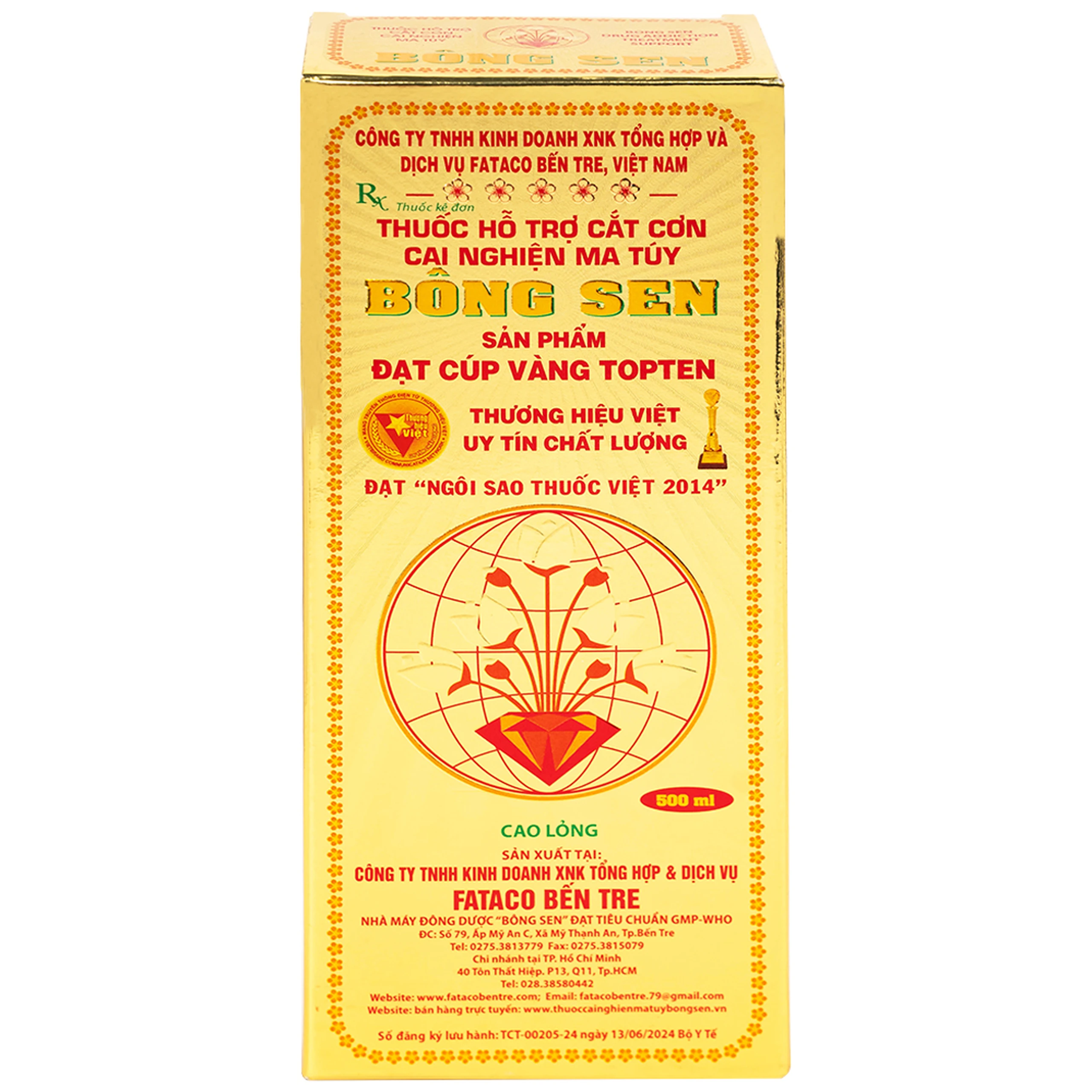 Thuốc nước uống Bông Sen 500ml Fataco hỗ trợ cắt cơn cai nghiện ma túy (4 chai)