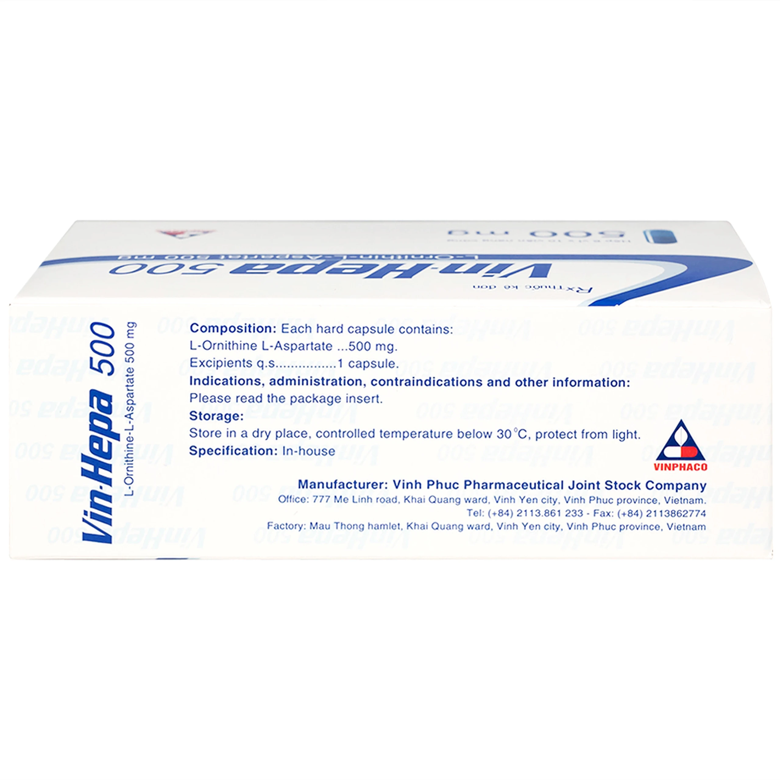 Thuốc Vin-Hepa 500 Vinphaco điều trị các bệnh lý ở gan (6 vỉ x 10 viên)