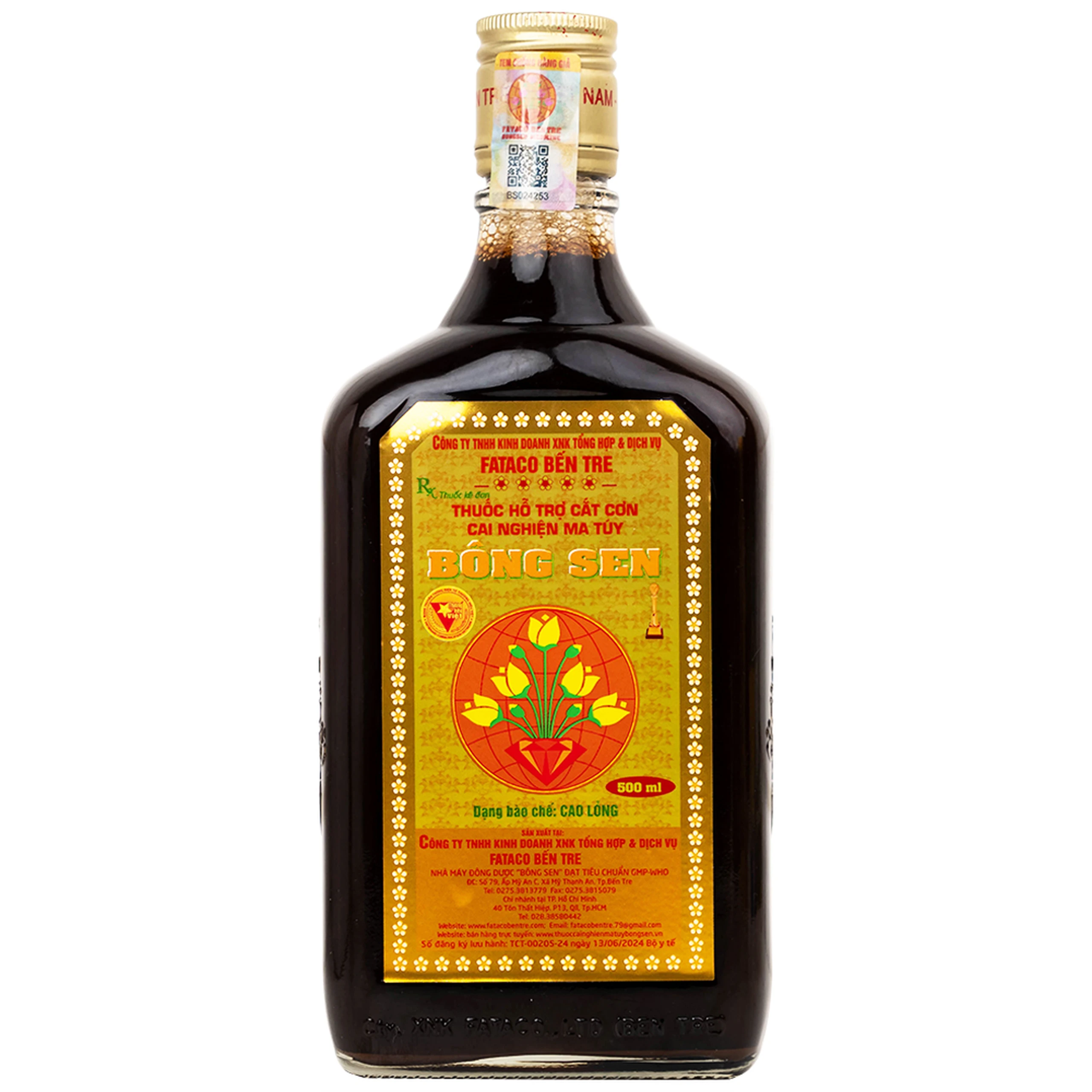 Thuốc nước uống Bông Sen 500ml Fataco hỗ trợ cắt cơn cai nghiện ma túy (4 chai) 2