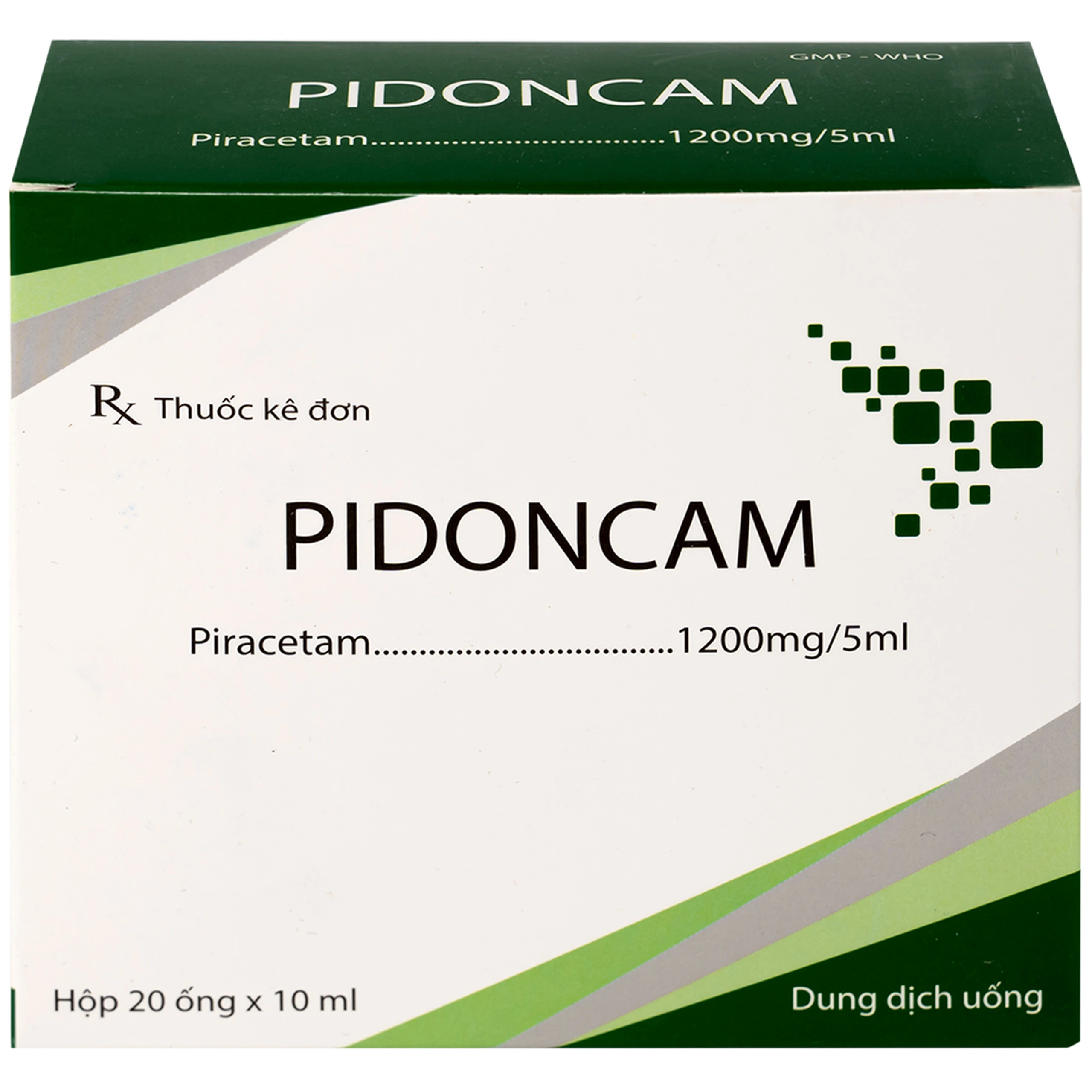 Thuốc Pidoncam 1200mg/5ml Hà Nam điều trị triệu chứng chóng mặt, suy giảm trí nhớ (20 ống x 10ml)