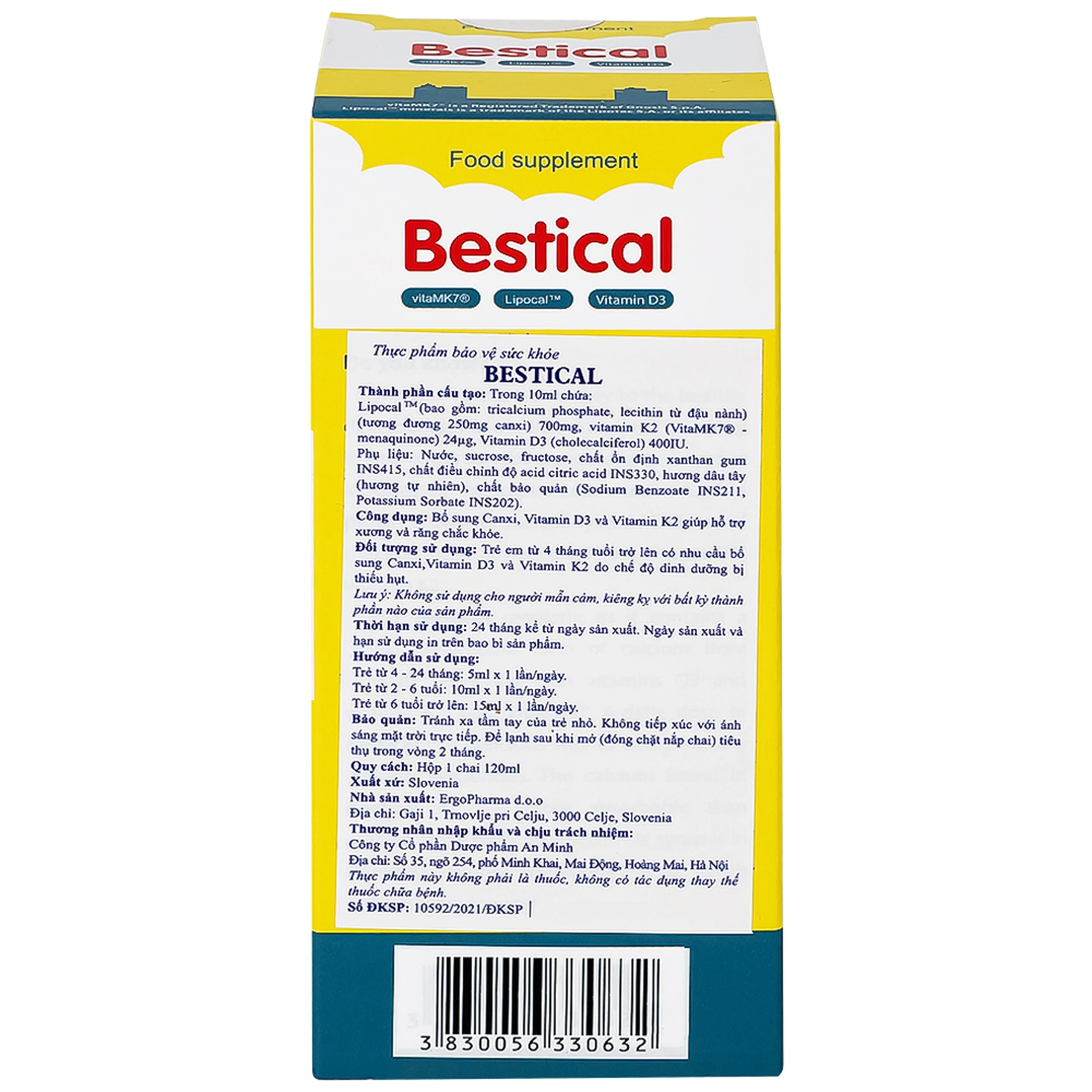 Siro giúp hỗ trợ xương và răng chắc khỏe Bestical Ergopharma (120ml)