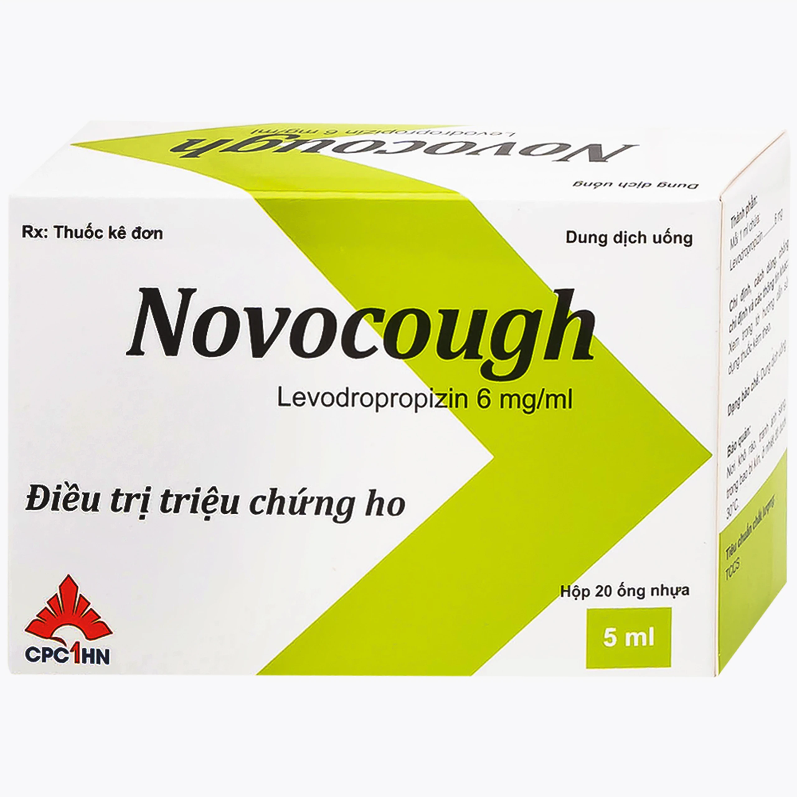 Dung dịch uống Novocough 6mg/ml CPC1HN điều trị triệu chứng ho (20 ống x 5ml)