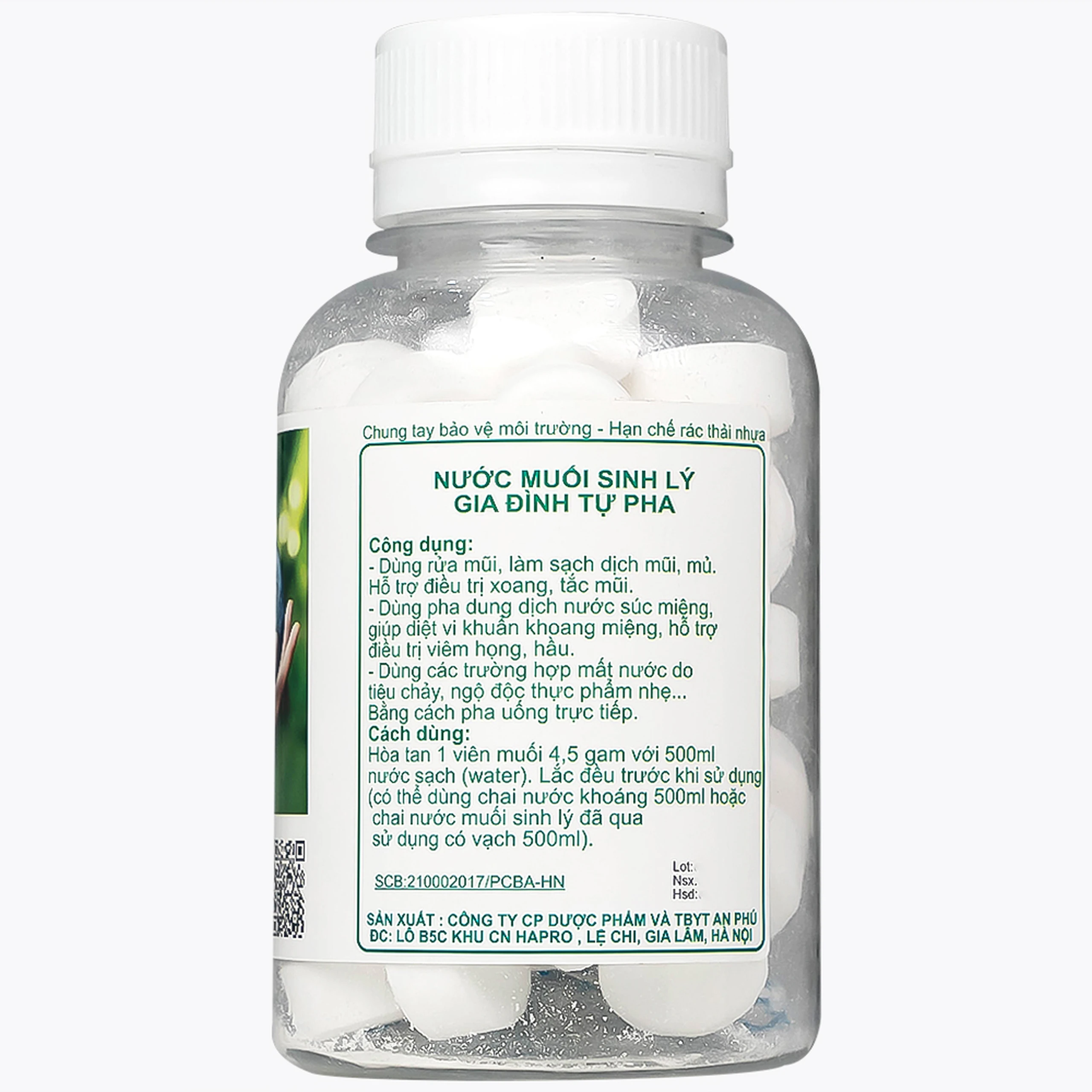 Muối tinh 4.5 gam An Phú (50 viên) nước muối sinh lý gia đình tự pha dùng rửa mũi