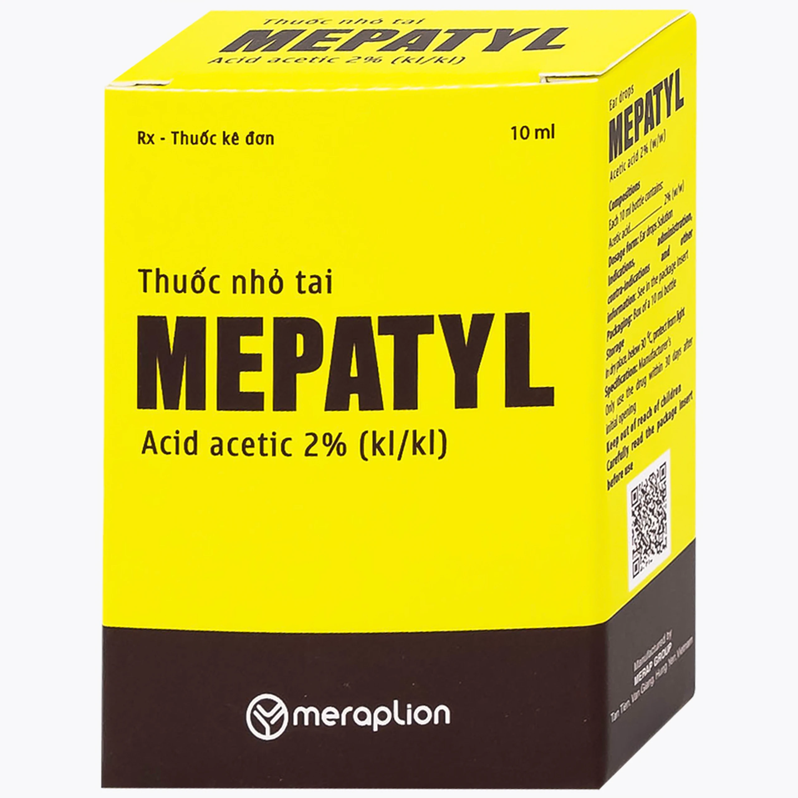 Thuốc nhỏ tai Mepatyl 10ml Merap điều trị nhiễm khuẩn của ống tai ngoài