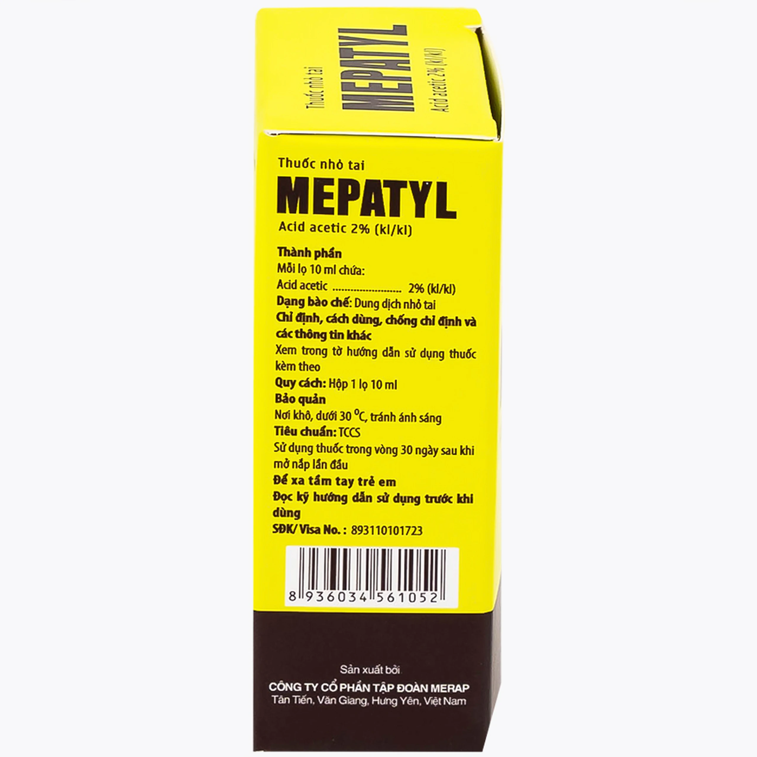 Thuốc nhỏ tai Mepatyl 10ml Merap điều trị nhiễm khuẩn của ống tai ngoài