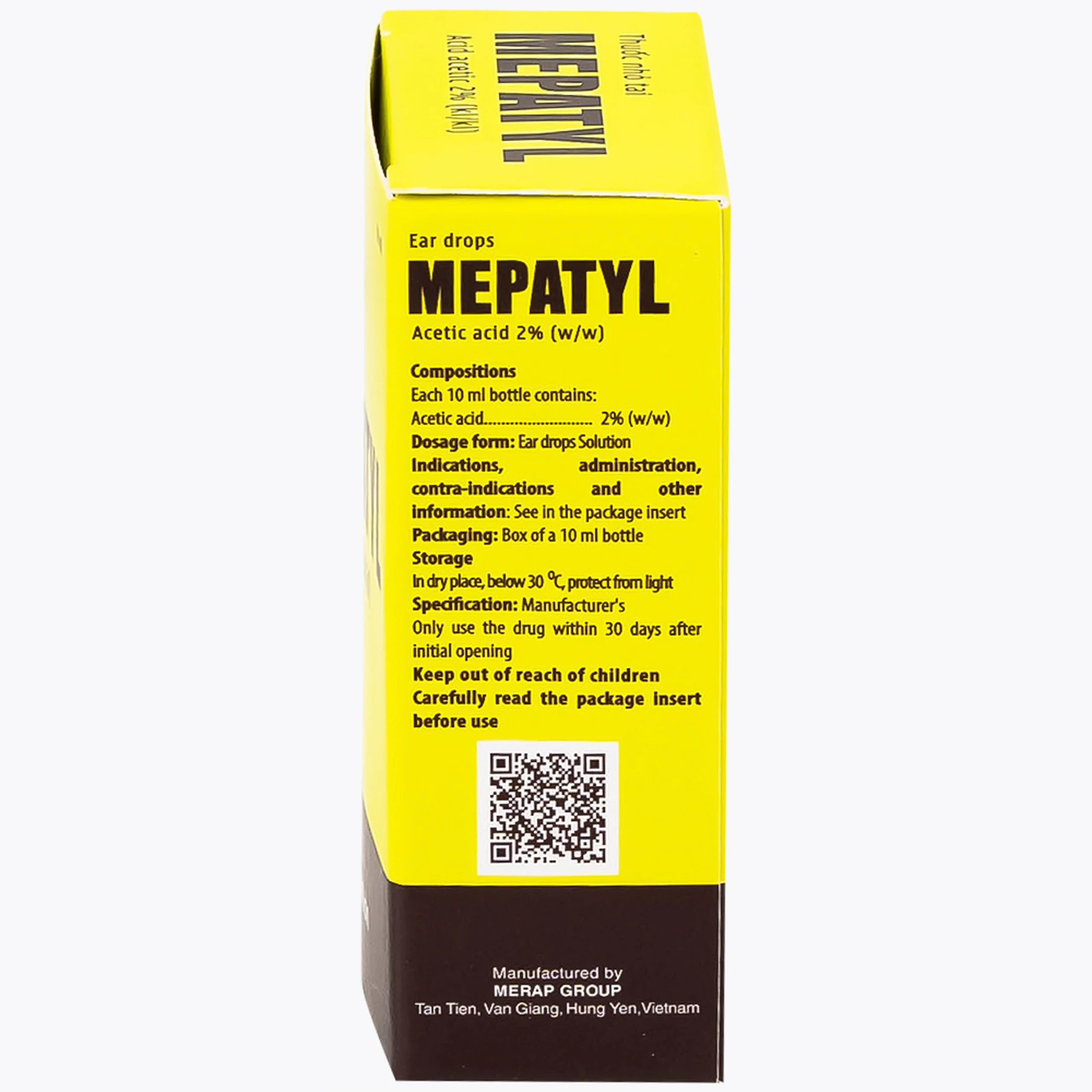Thuốc nhỏ tai Mepatyl 10ml Merap điều trị nhiễm khuẩn của ống tai ngoài