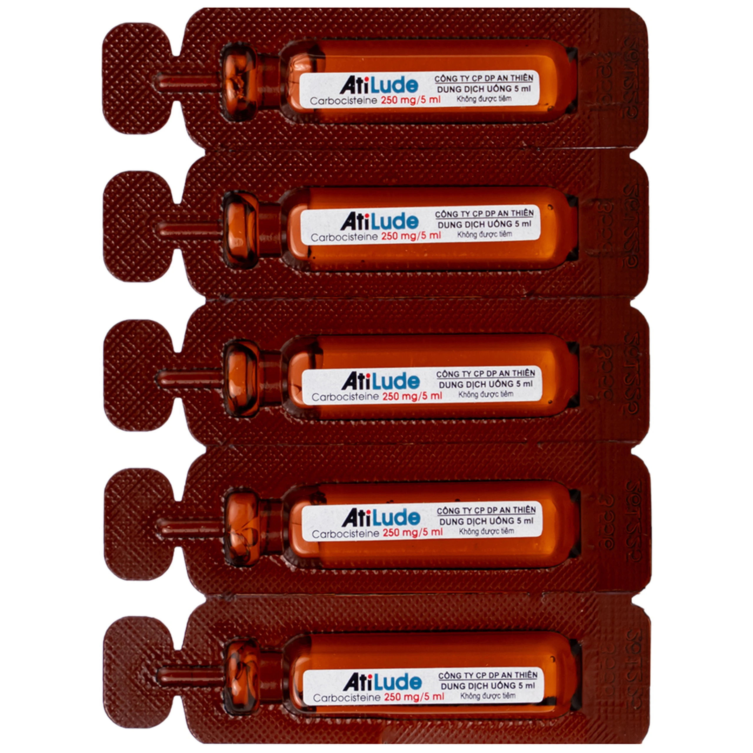 Dung dịch uống AtiLude 250mg/5ml An Thiên tiêu nhầy, rối loạn đường hô hấp (6 vỉ x 5 ống x 5ml)