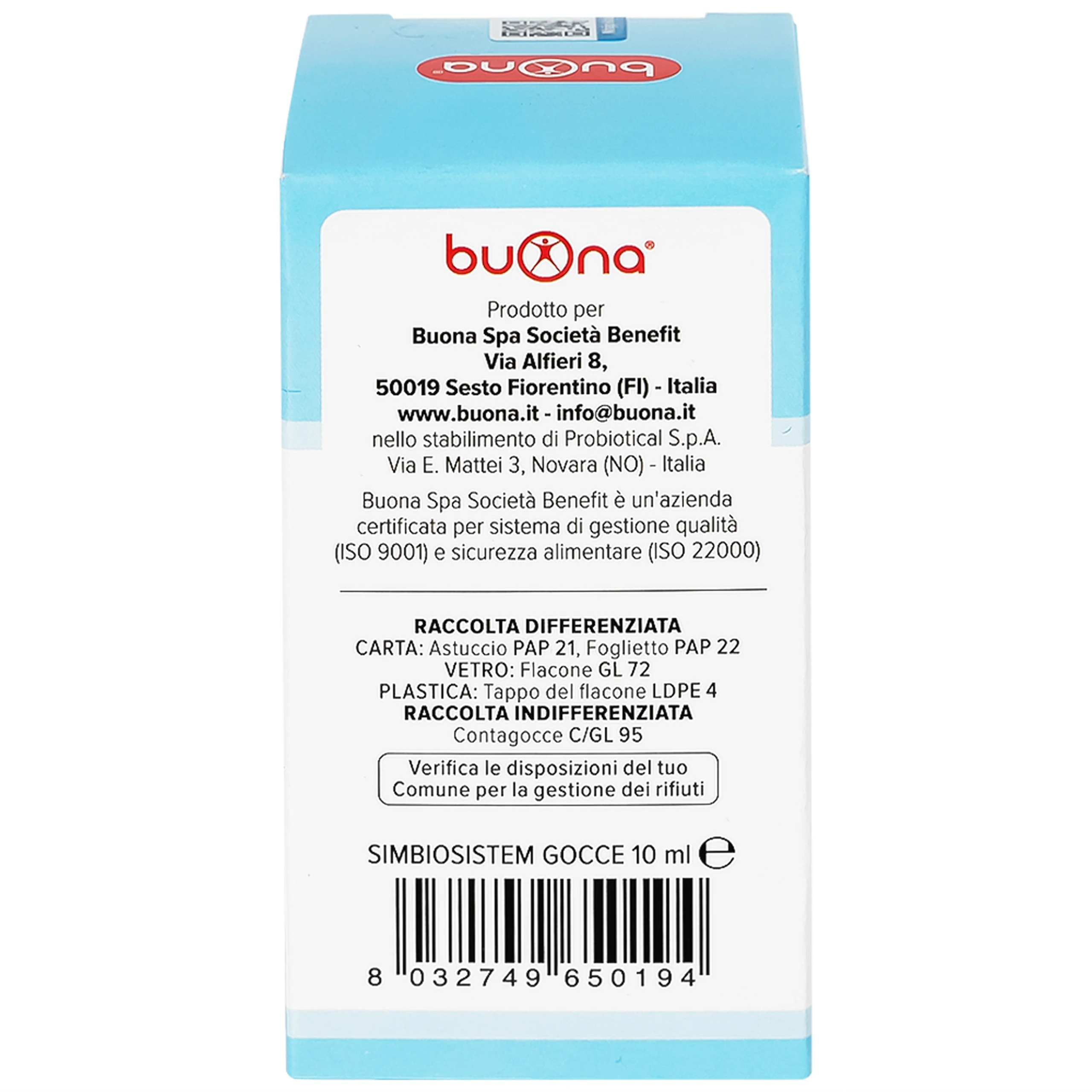 Dung dịch giúp bổ sung lợi khuẩn Buona Simbiosistem Gocce (10ml)