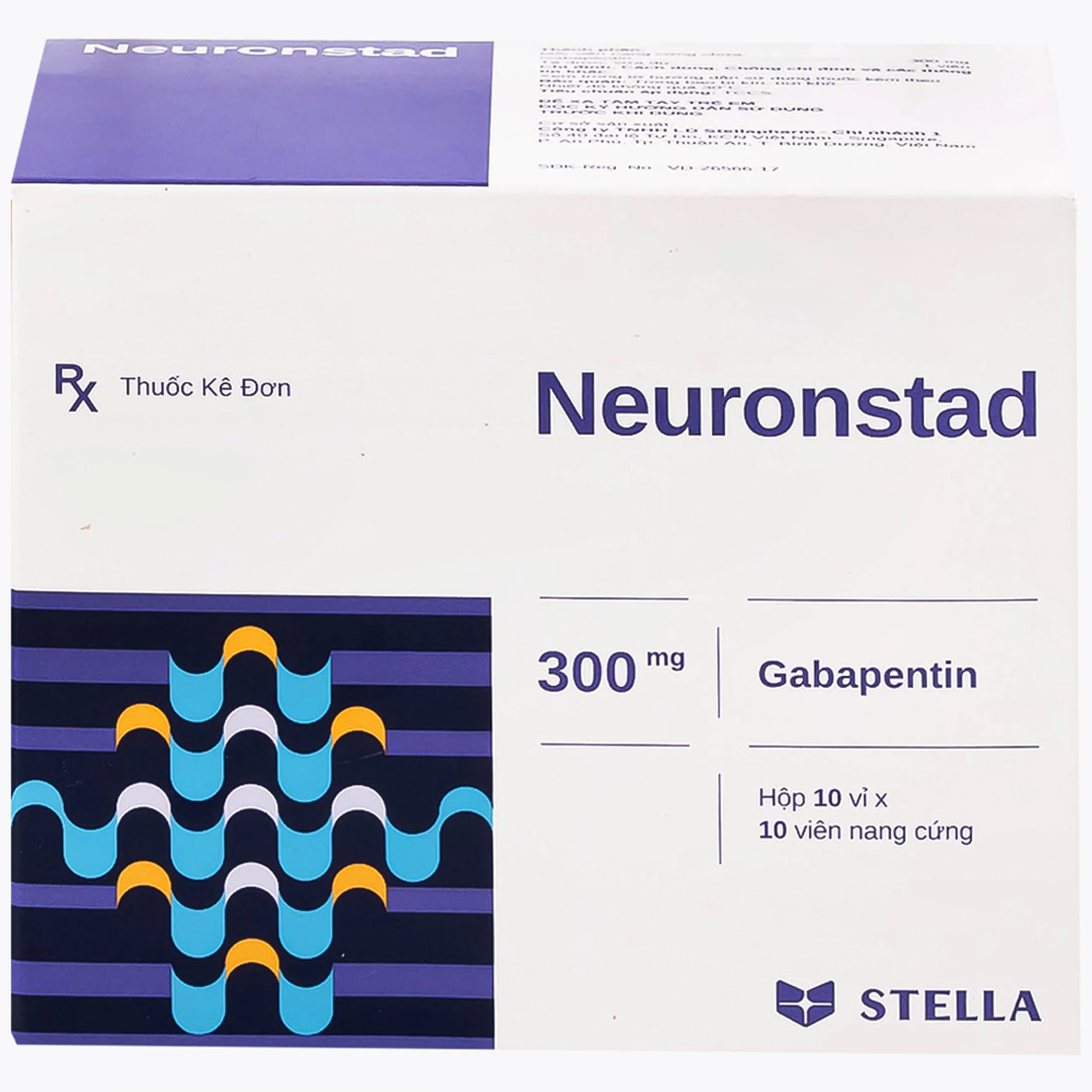 Thuốc Neuronstad 300mg Stella điều trị hỗ trợ động kinh cục bộ (10 vỉ x 10 viên)