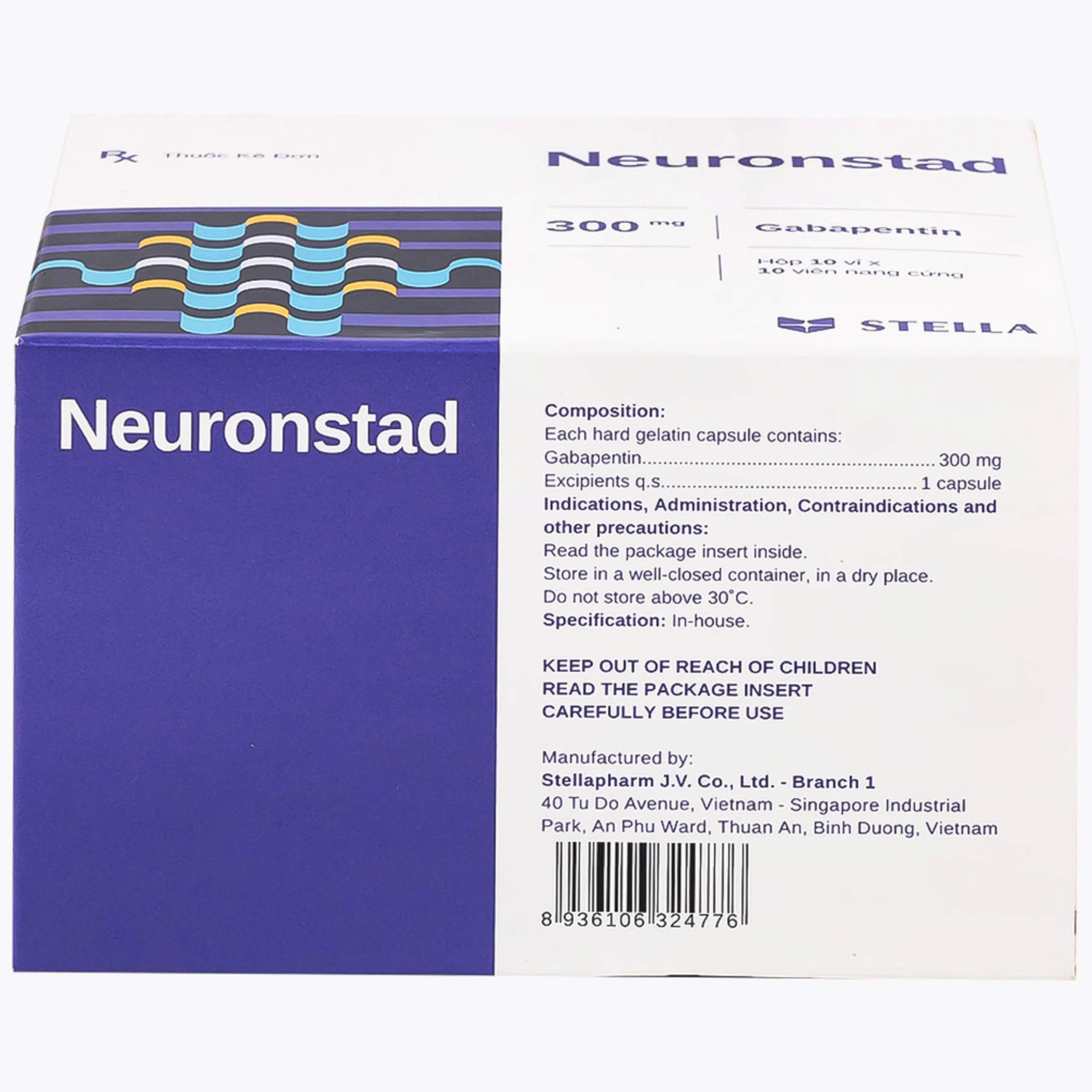 Thuốc Neuronstad 300mg Stella điều trị hỗ trợ động kinh cục bộ (10 vỉ x 10 viên)