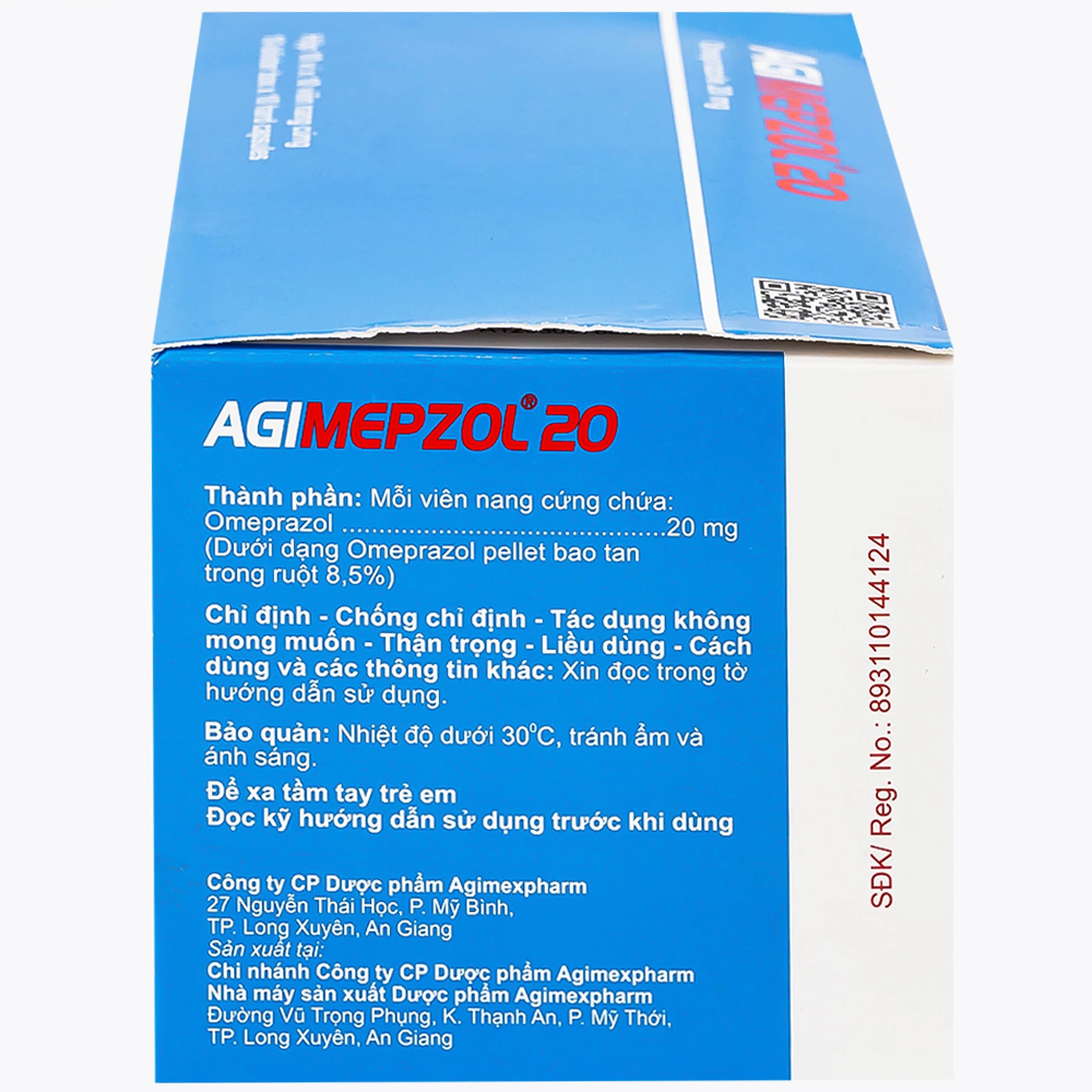 Thuốc Agimepzol 20 Agimexpharm điều trị loét tá tràng, phòng ngừa tái phát loét tá tràng (10 vỉ x 10 viên)