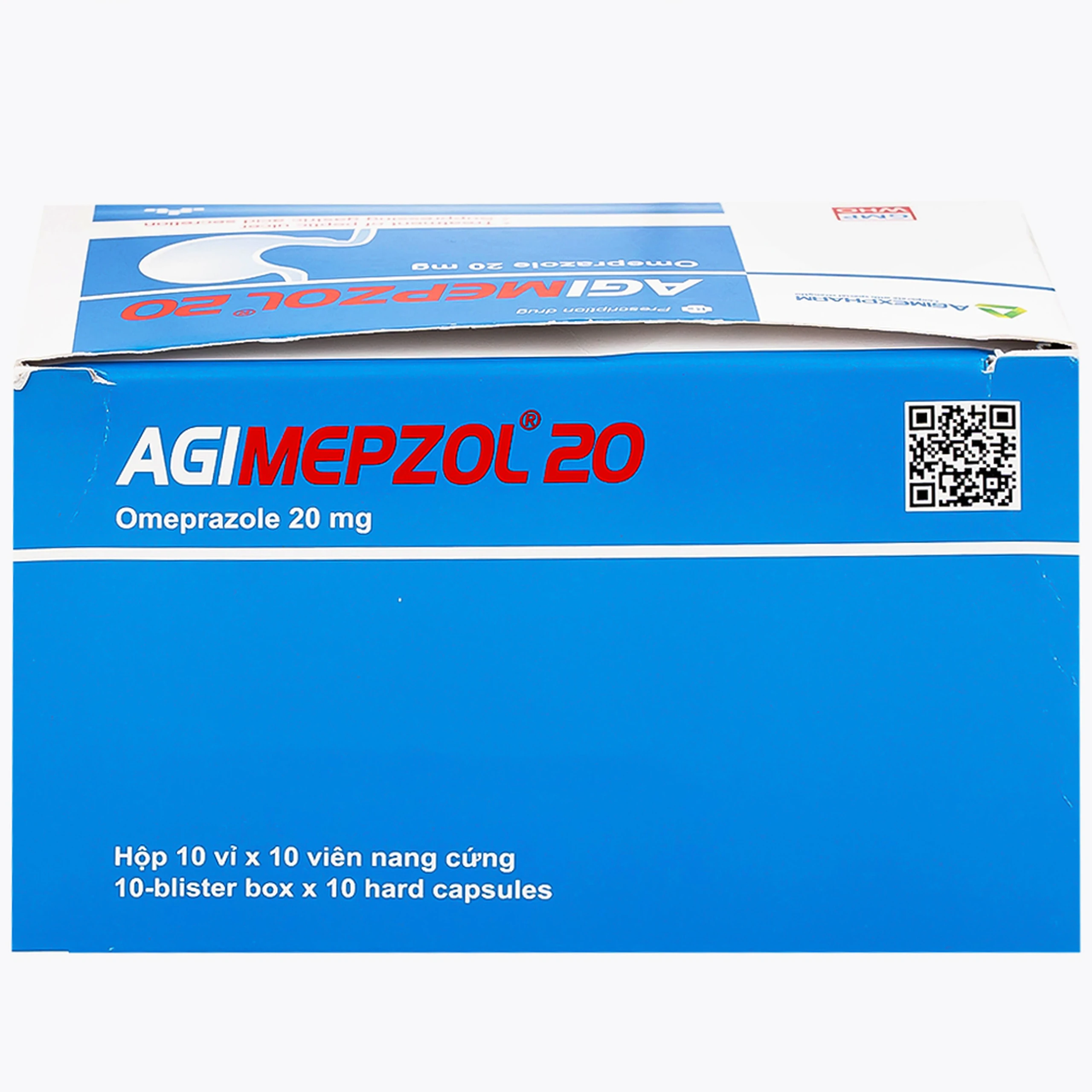 Thuốc Agimepzol 20 Agimexpharm điều trị loét tá tràng, phòng ngừa tái phát loét tá tràng (10 vỉ x 10 viên)