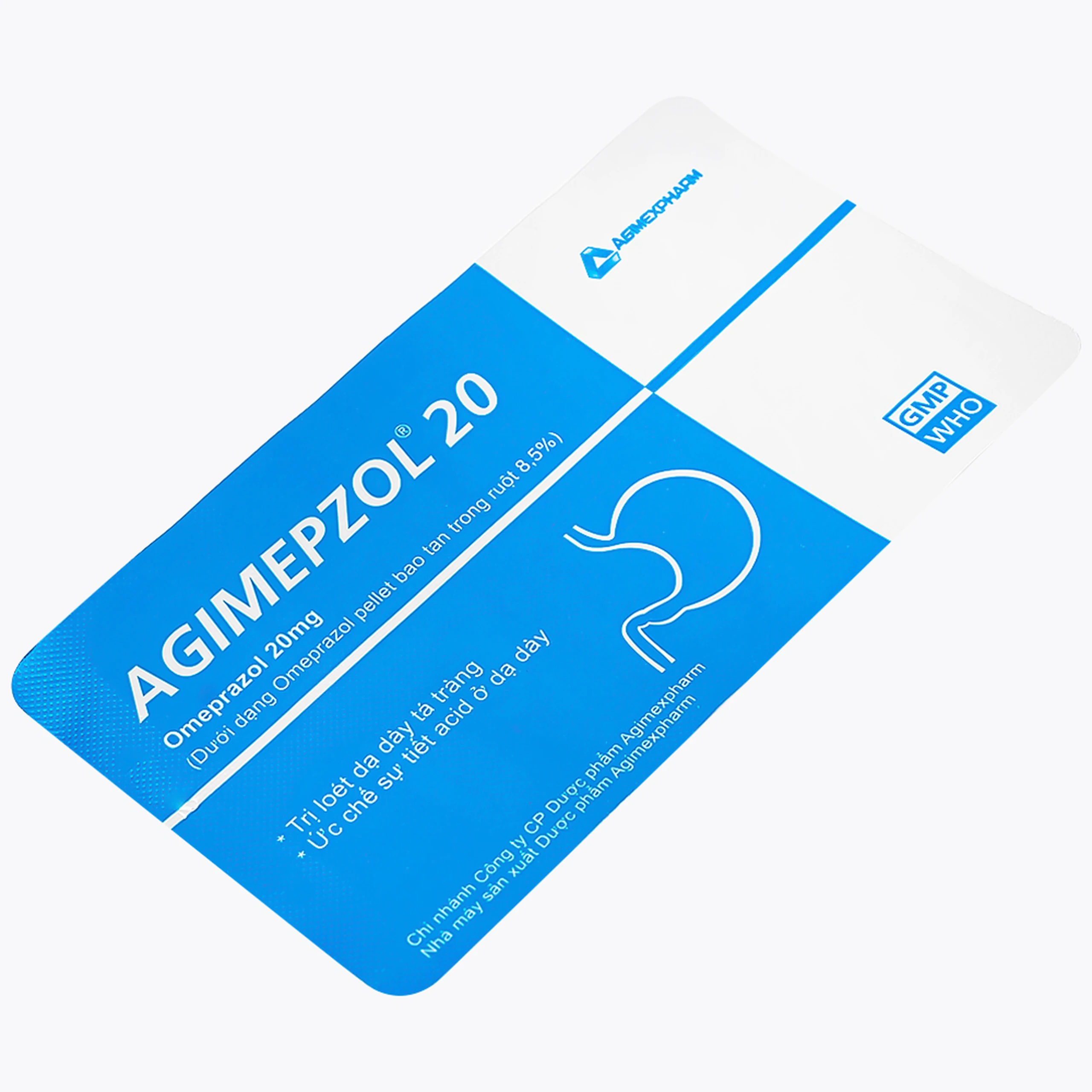 Thuốc Agimepzol 20 Agimexpharm điều trị loét tá tràng, phòng ngừa tái phát loét tá tràng (10 vỉ x 10 viên)