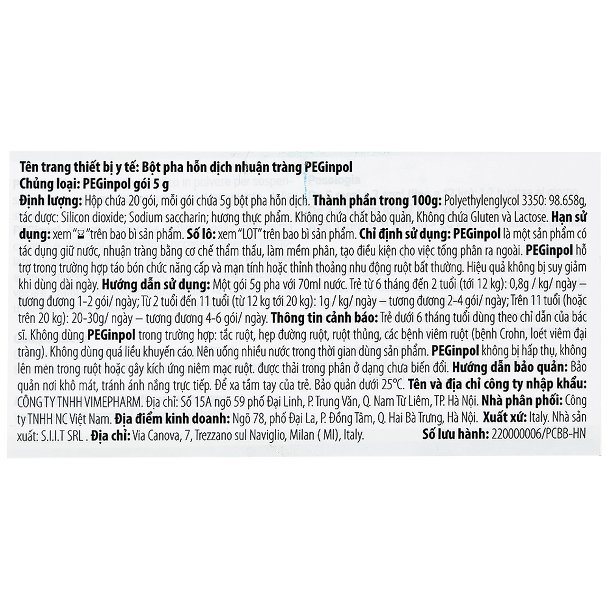 Bột nhuận tràng Buona Peginpol (20 gói x 5g) cải thiện tình trạng táo bón cho trẻ từ 6 tháng tuổi