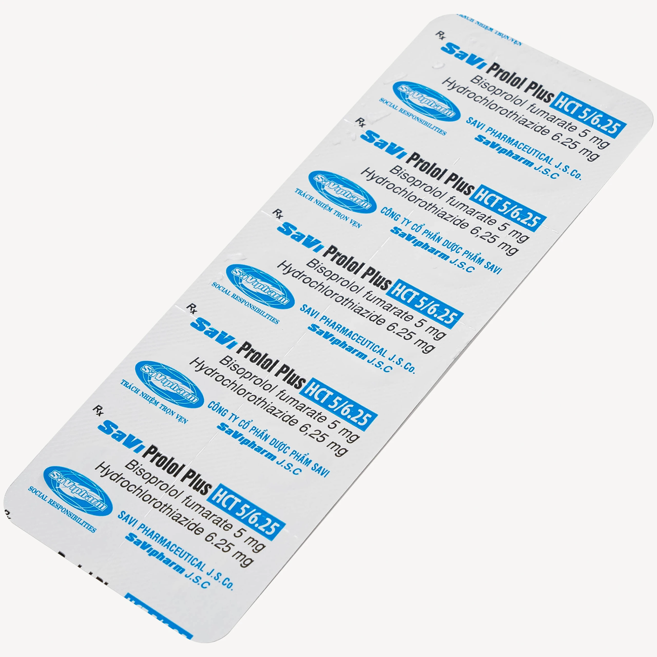 Thuốc Savi Prolol Plus HCT 5/6.25 kiểm soát tình trạng tăng huyết áp (3 vỉ x 10 viên)