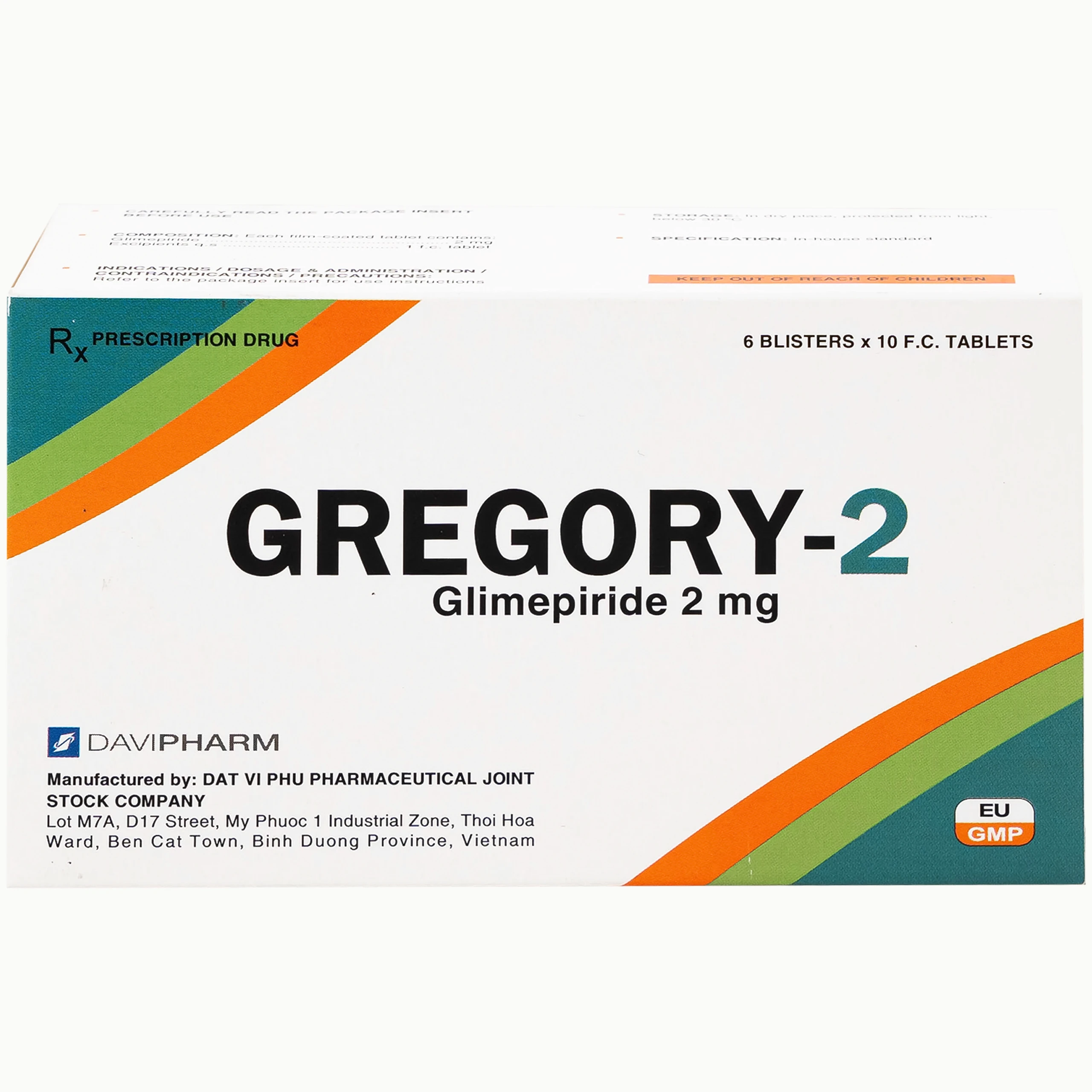 Thuốc Gregory-2 Davipharm hỗ trợ cho chế độ ăn kiêng ở bệnh tiểu đường típ 2 (6 vỉ x 10 viên)