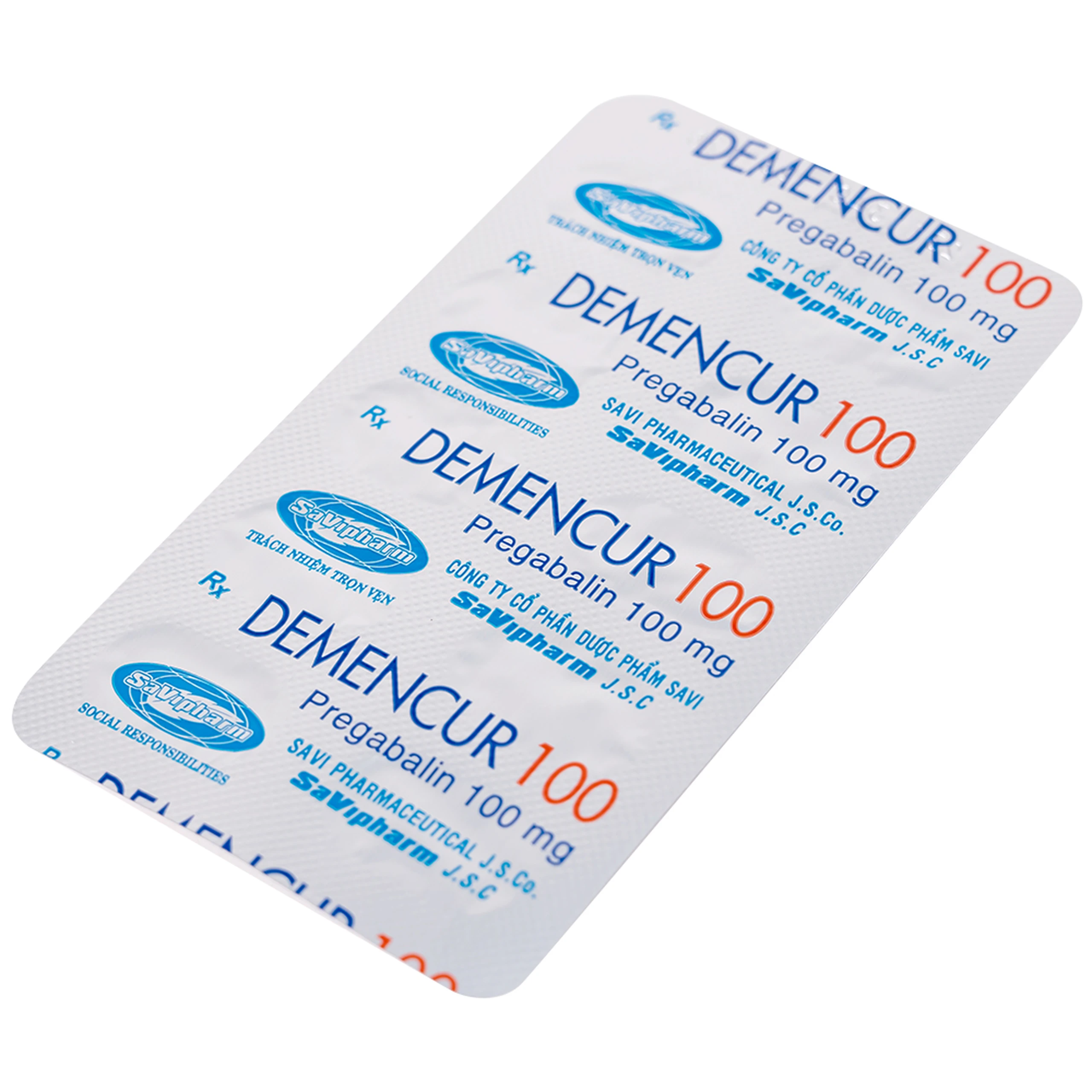 Thuốc Demencur 100 DaviPharm điều trị đau thần kinh trung ương và ngoại vi (3 vỉ x 10 viên)