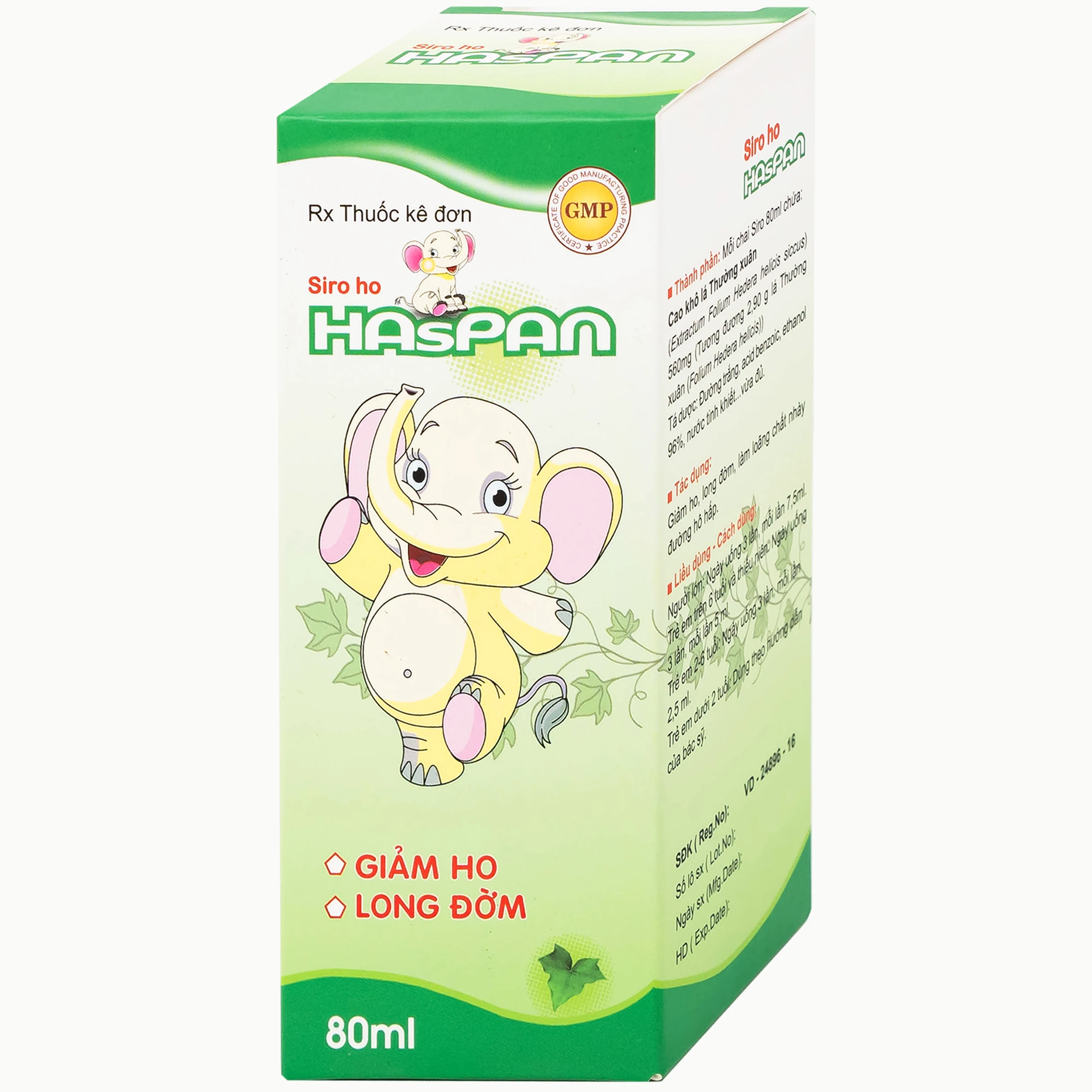 Siro ho Haspan 80ml giảm ho, long đờm, điều trị viêm đường hô hấp cấp có kèm ho