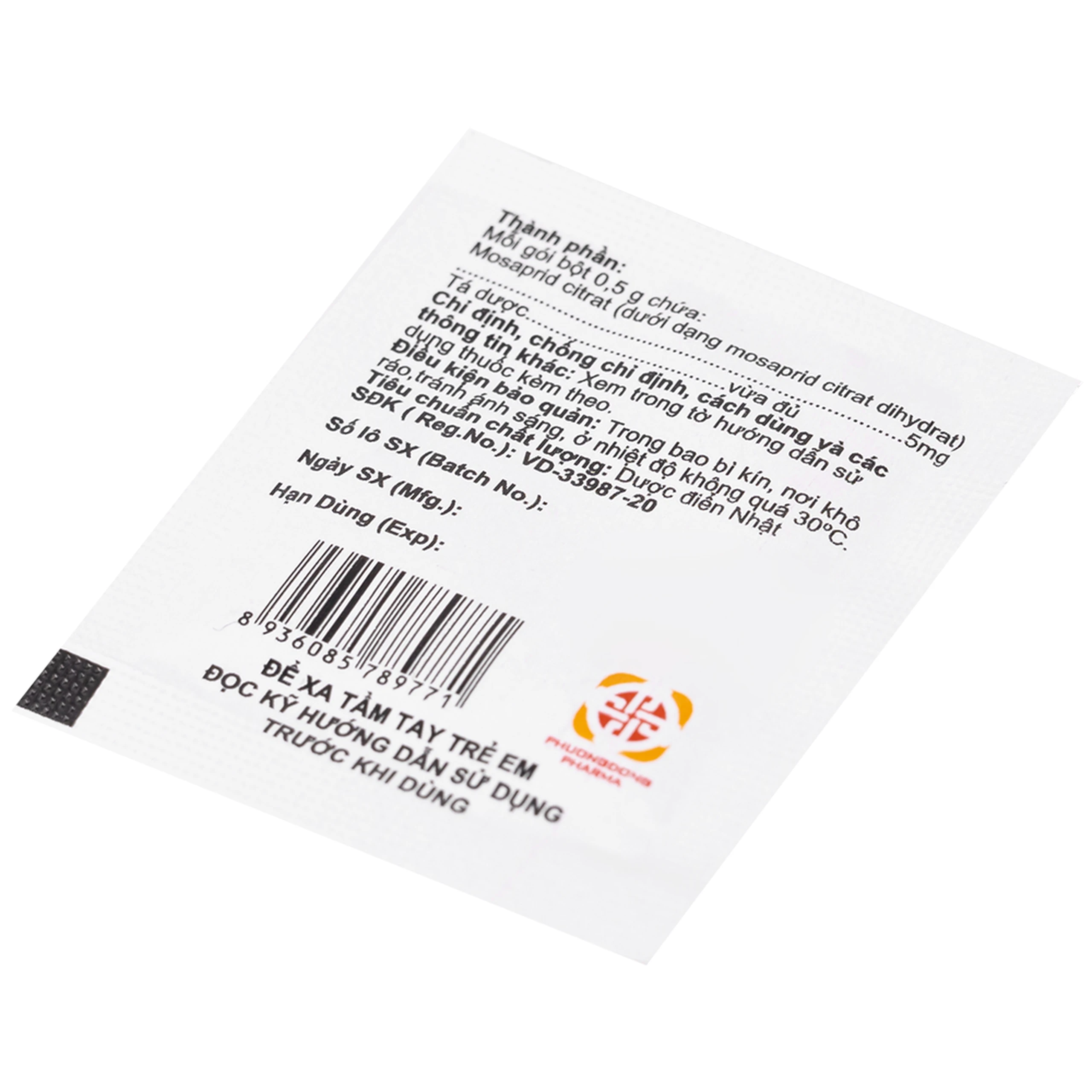 Bột pha uống Abamotic 5mg Phương Đông điều trị các triệu chứng tiêu hóa, viêm dạ dày (30 gói x 0,5g)