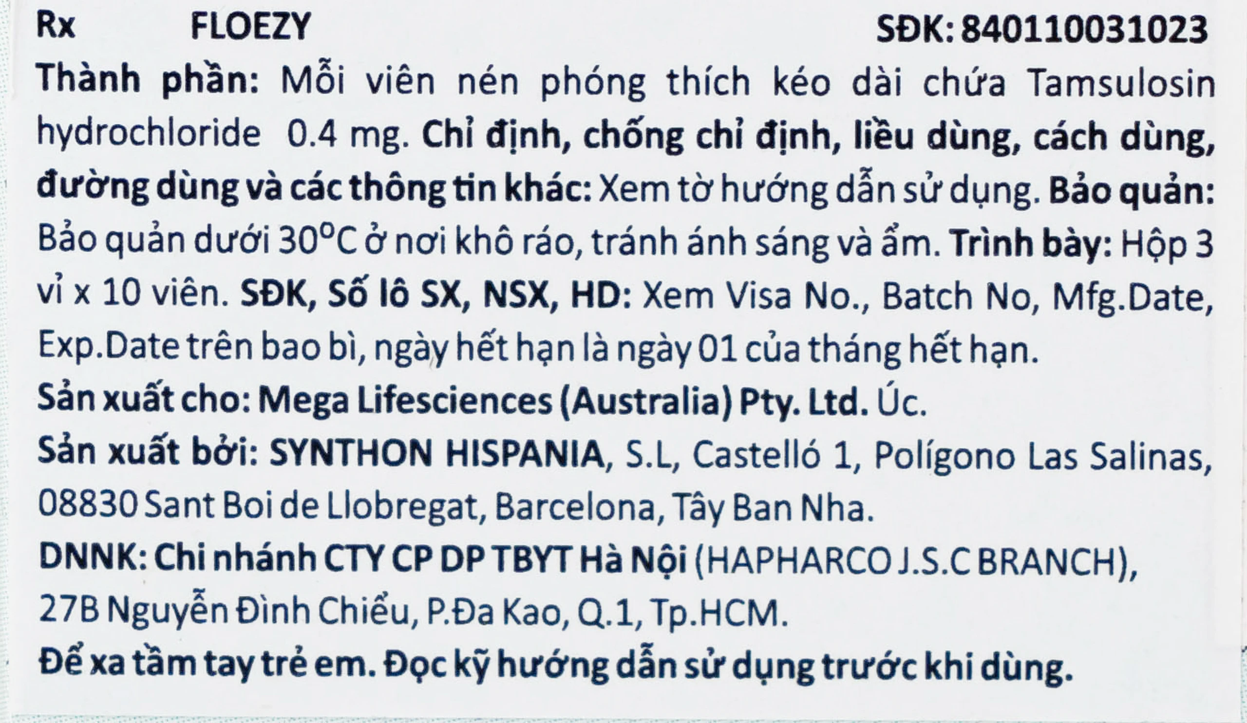 Thuốc Floezy 0.4mg MEGA We care điều trị triệu chứng của đường tiểu dưới (3 vỉ x 10 viên)