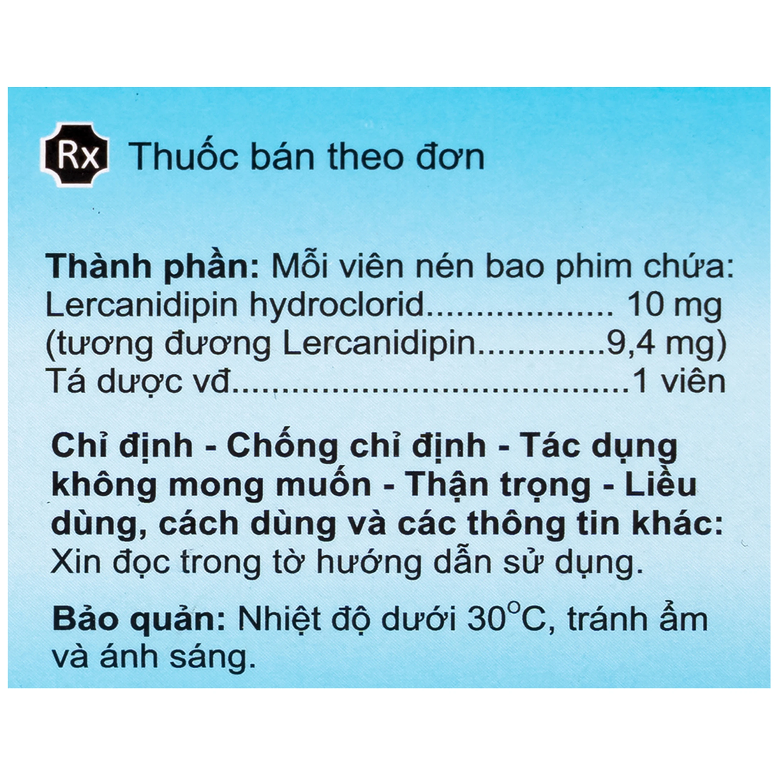 Thuốc Lercanipin 10 Agimexpharm điều trị tăng huyết áp (3 vỉ x 10 viên)