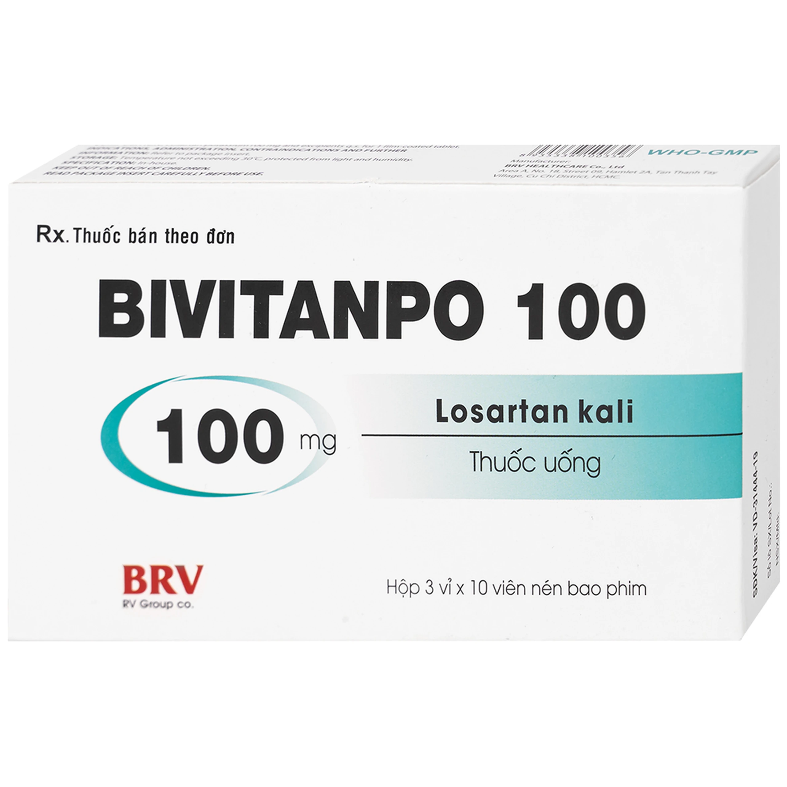 Thuốc Bivitanpo 100 BV điều trị tăng huyết áp mức độ nhẹ và vừa (3 vỉ x 10 viên)