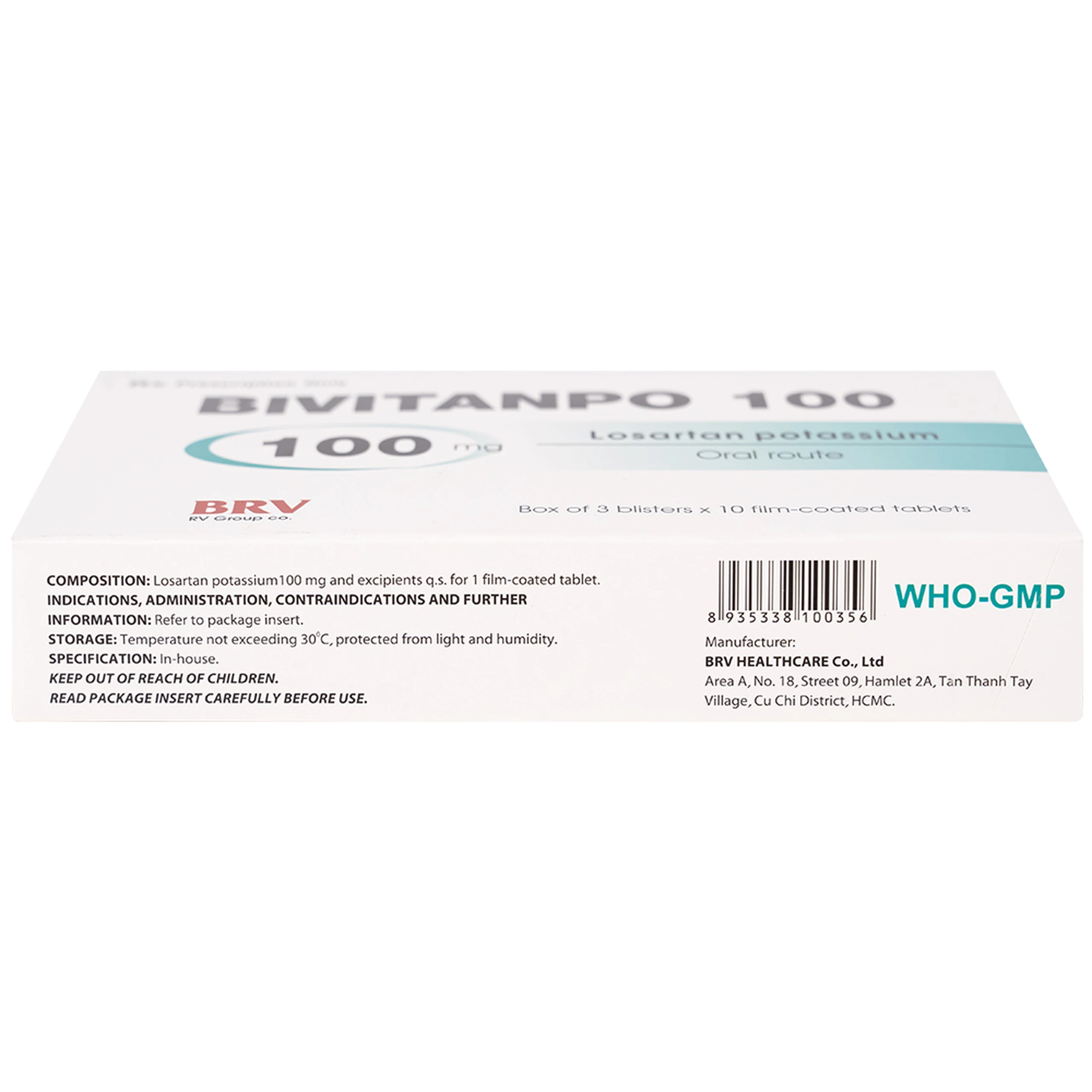 Thuốc Bivitanpo 100 BV điều trị tăng huyết áp mức độ nhẹ và vừa (3 vỉ x 10 viên)
