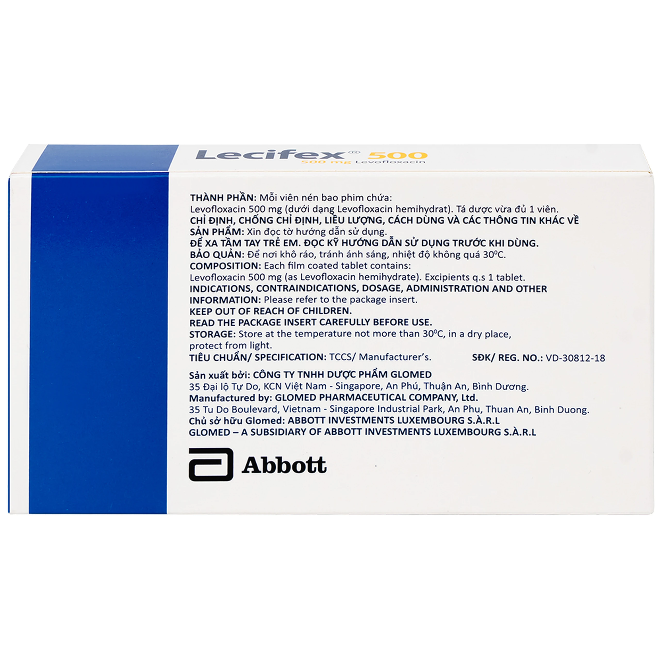 Thuốc Lecifex 500mg Abbott điều trị nhiễm khuẩn nhẹ, vừa và nặng (2 vỉ x 10 viên)