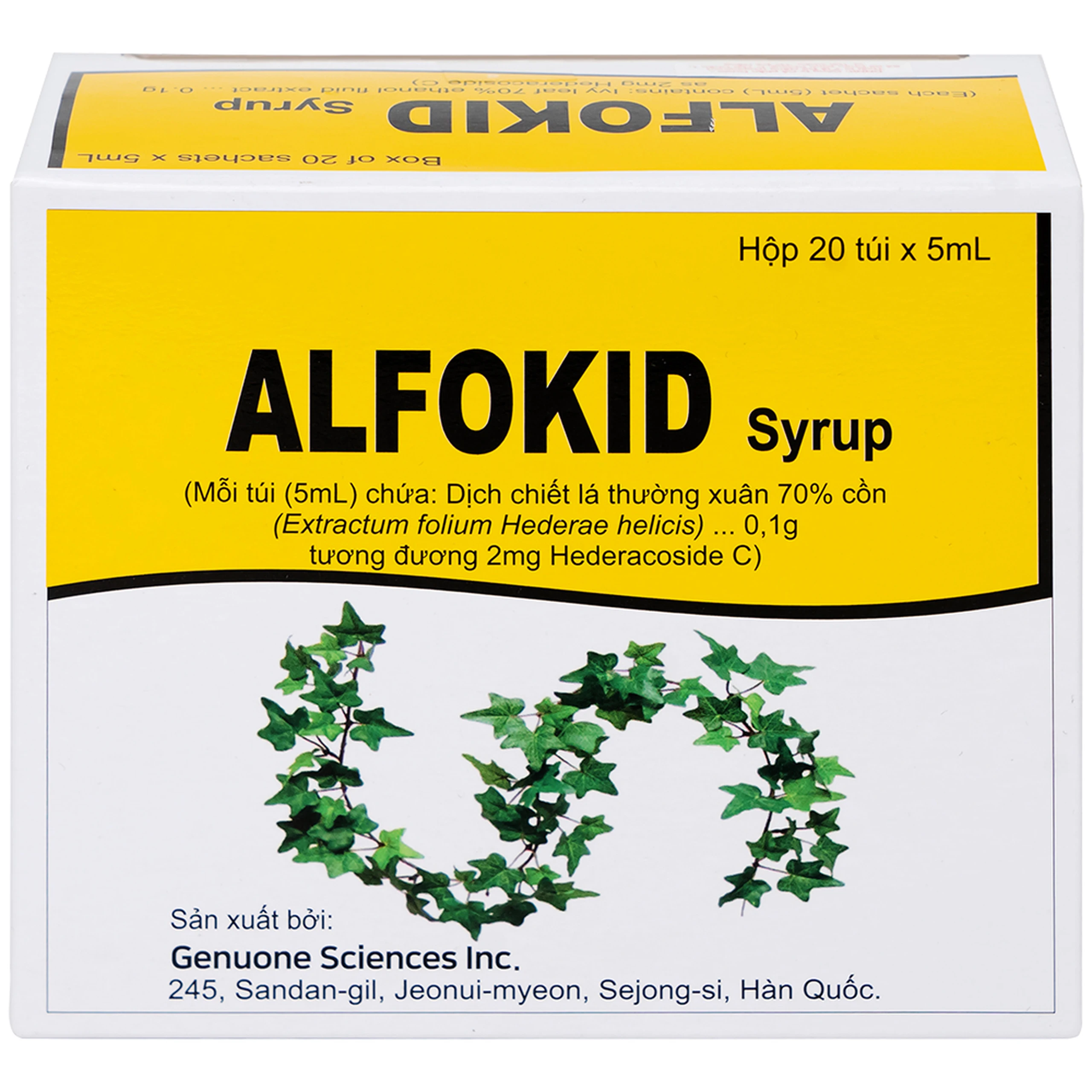 Thuốc Alfokid Syrup Kolmar điều trị giảm ho do viêm phế quản mạn tính, viêm đường hô hấp (20 túi)