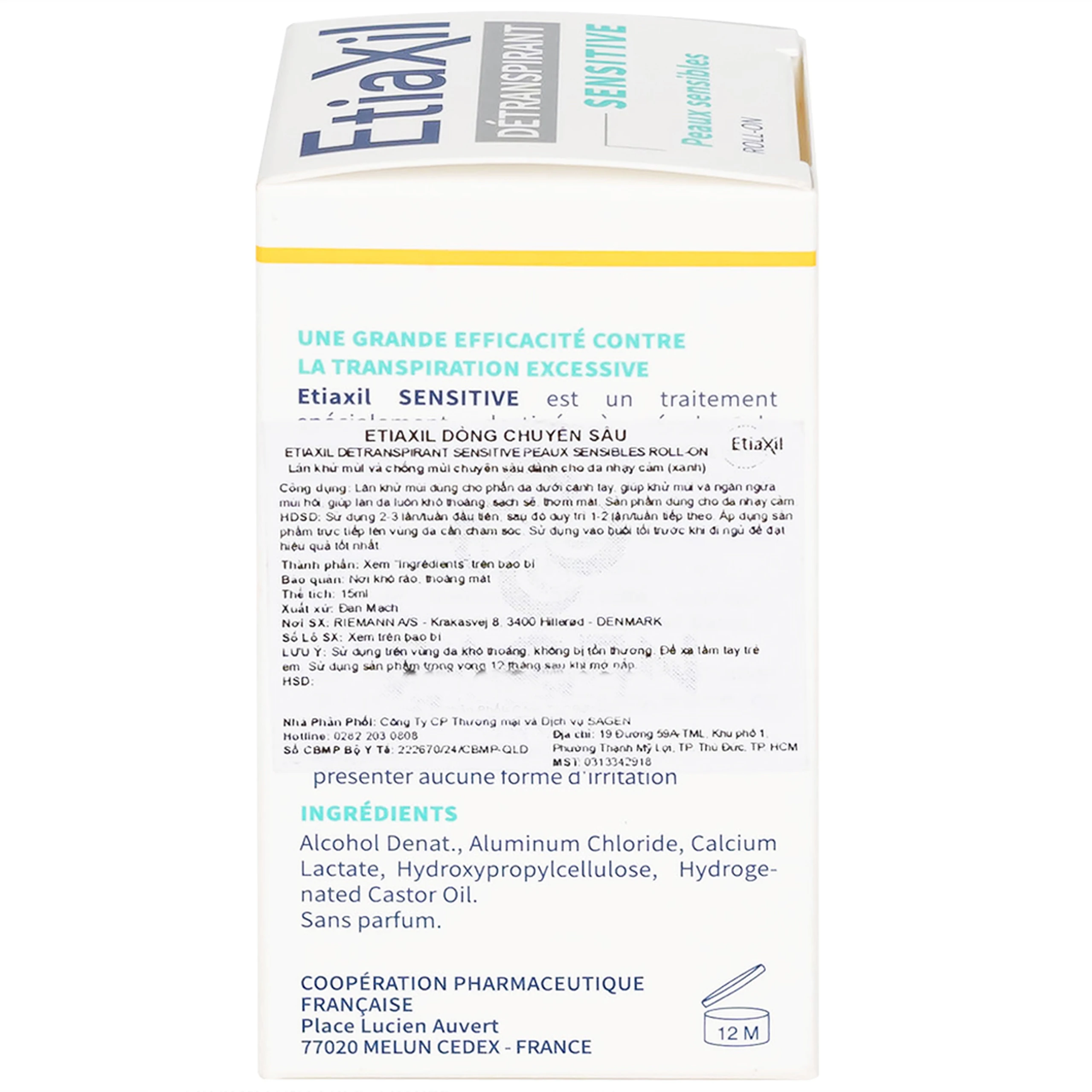 Lăn khử mùi cơ thể Etiaxil Detranspirant Aisselles Peaux Sensibles dành cho da nhạy cảm (15ml)