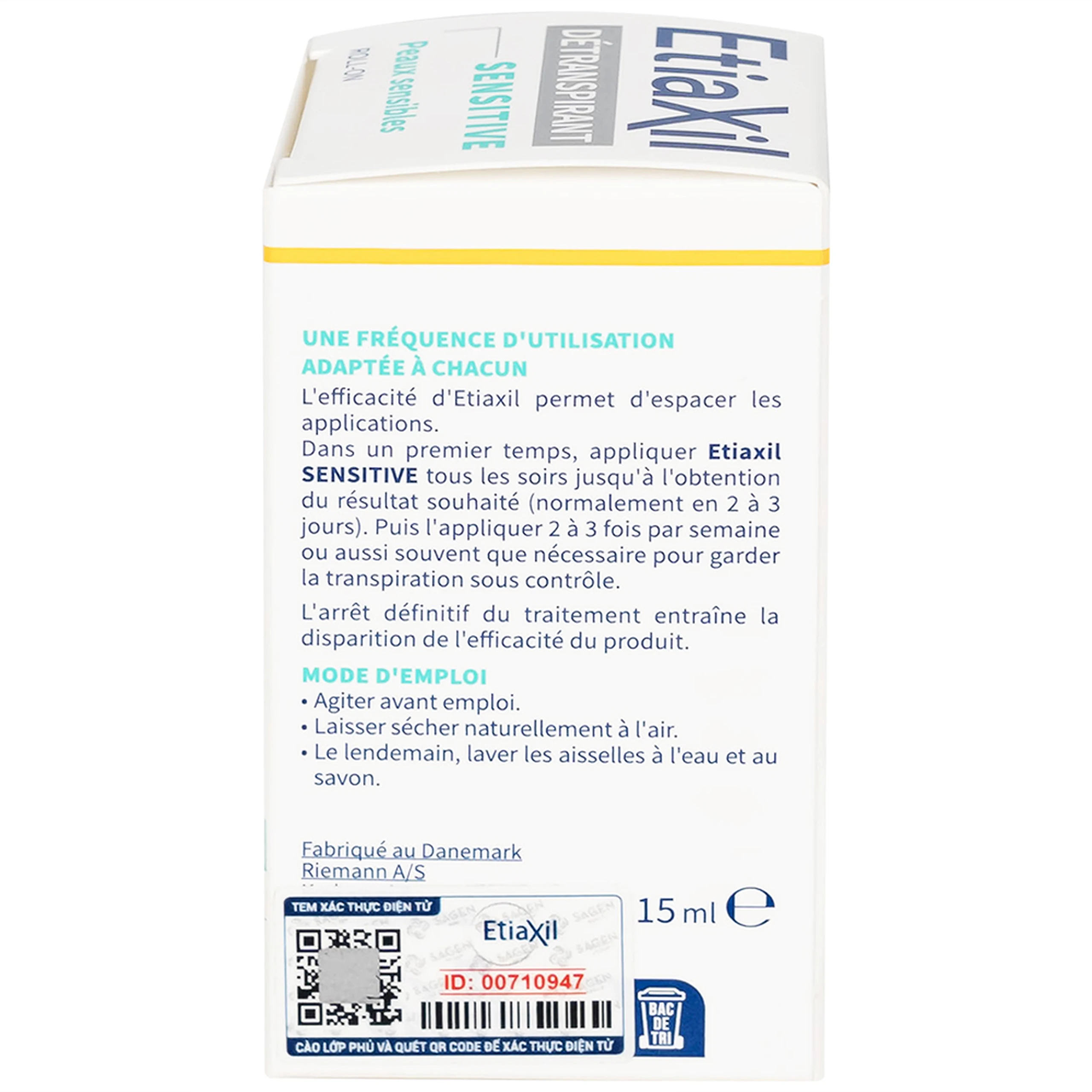 Lăn khử mùi cơ thể Etiaxil Detranspirant Aisselles Peaux Sensibles dành cho da nhạy cảm (15ml)